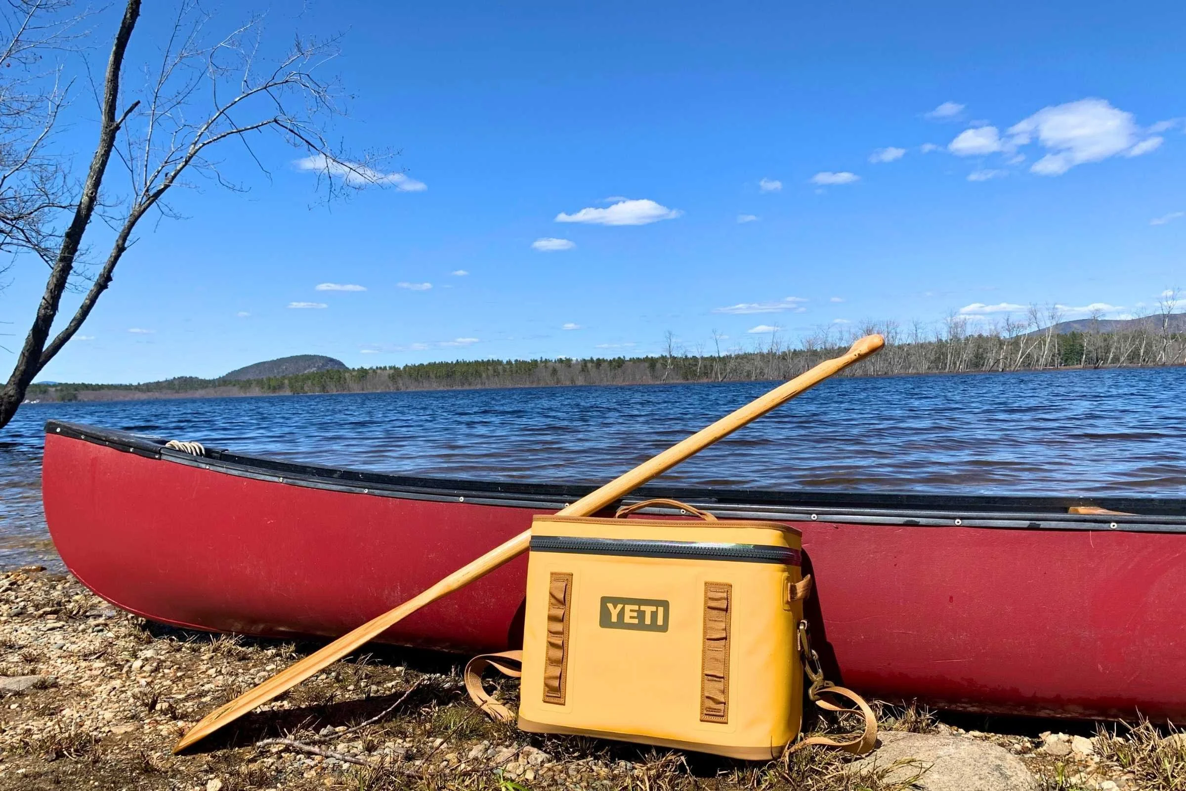 YETI Hopper Flip next to a canoe