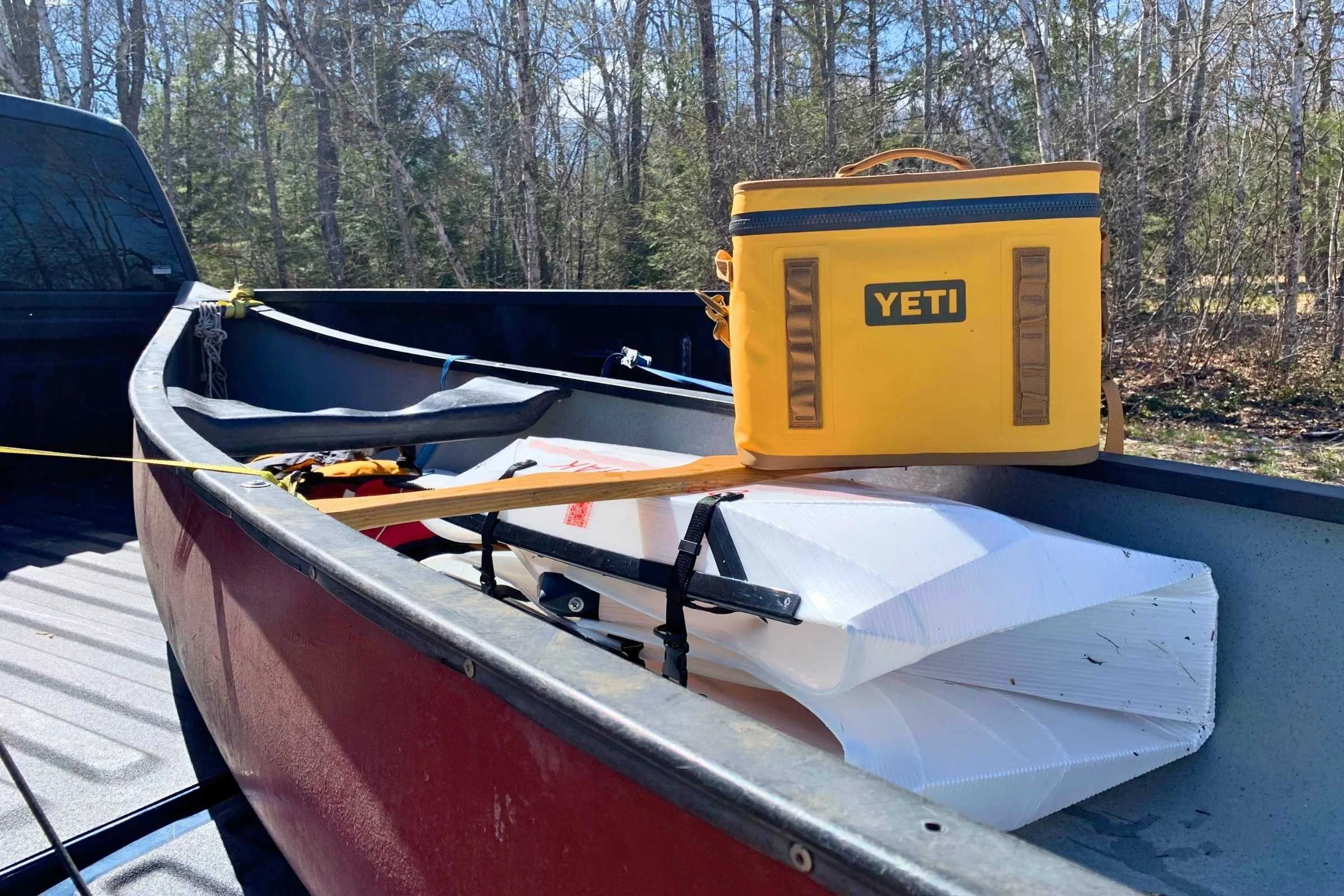 YETI Hopper Flip in a canoe