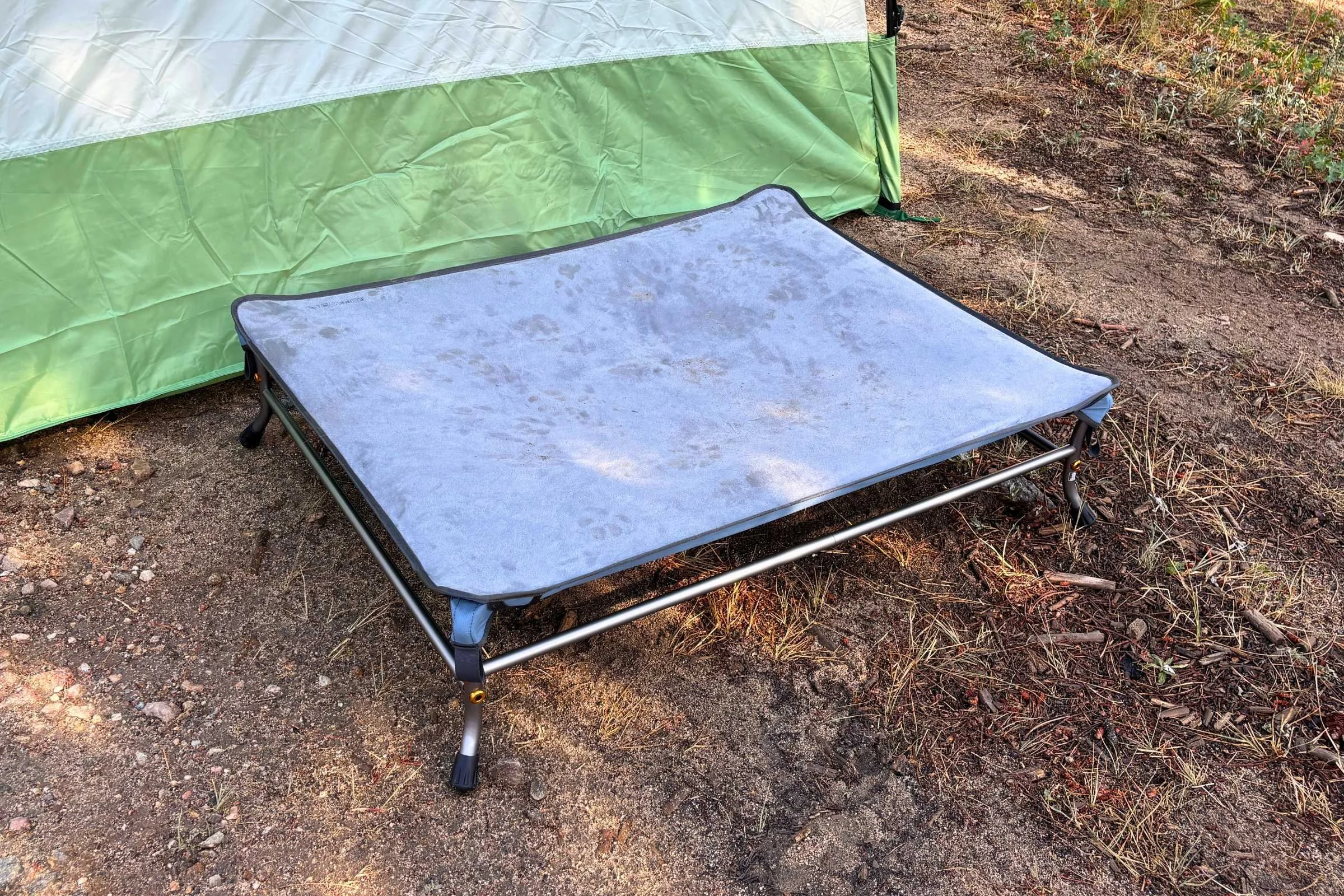 The Ruffwear Mt. EverRest Dog Cot assembled