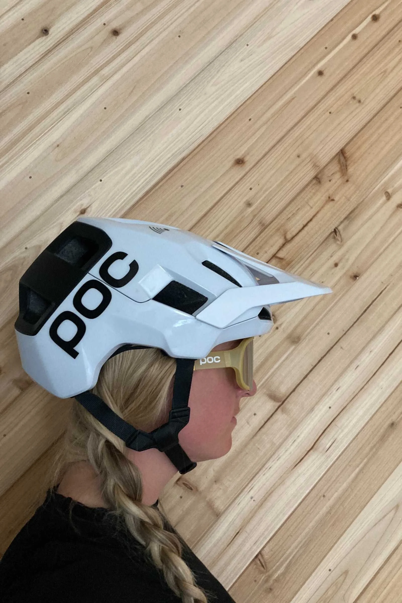 The author showing the style and full coverage of the POC Kortal Race Mips.