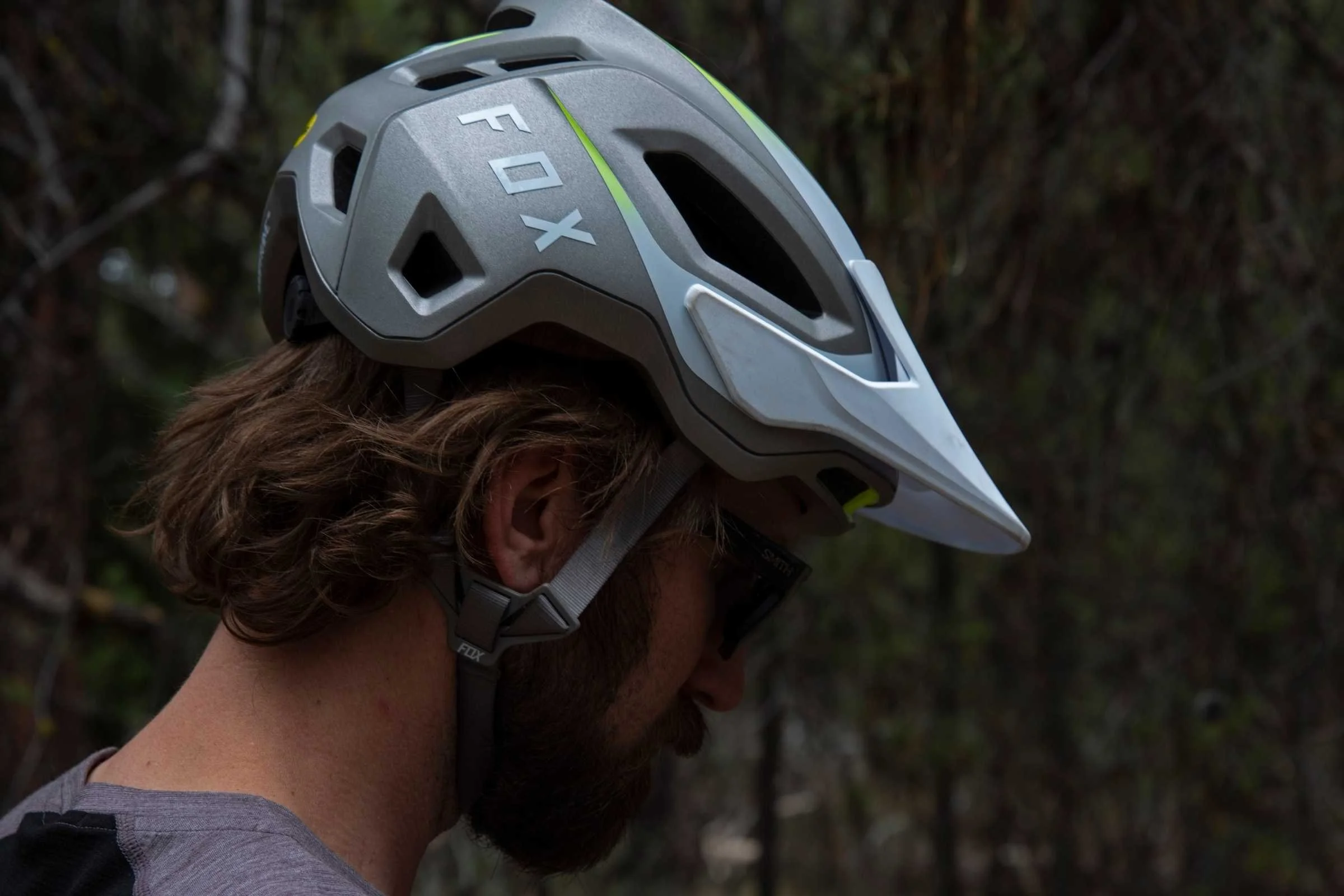 The Fox Speedframe Pro helmet stood out among all the helmets we tested for its protection, comfort, features, and price.   Photo by Tom Callaghan.