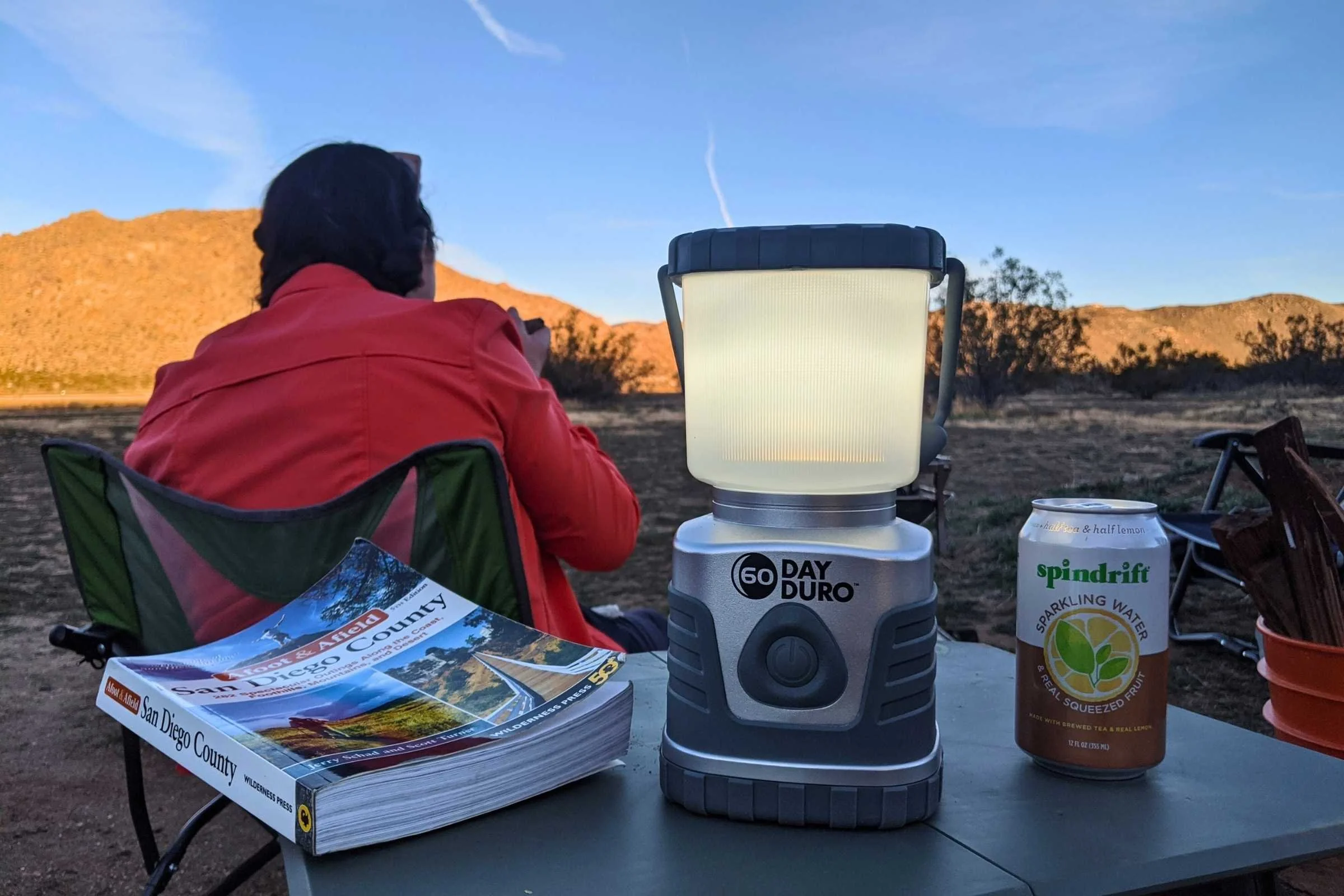 The ust 60-Day DURO LED lantern is bright enough and big enough to diffuse light that illuminates a campsite. This came in handy when we needed to do camp chores like putting away food after dark or read from the guidebook to plan the next day’s ad