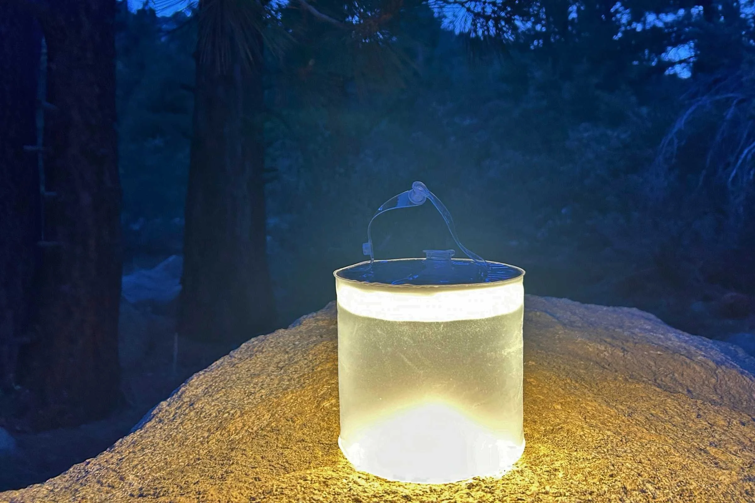 White light Luci lantern lit up at night