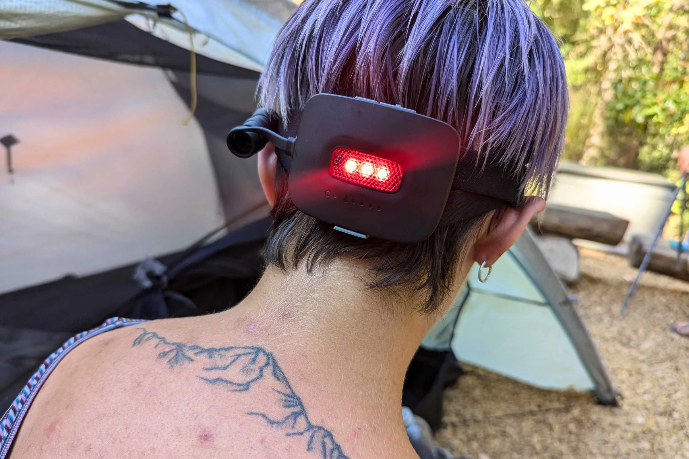 Rear red light on the BioLite 8000 headlamp