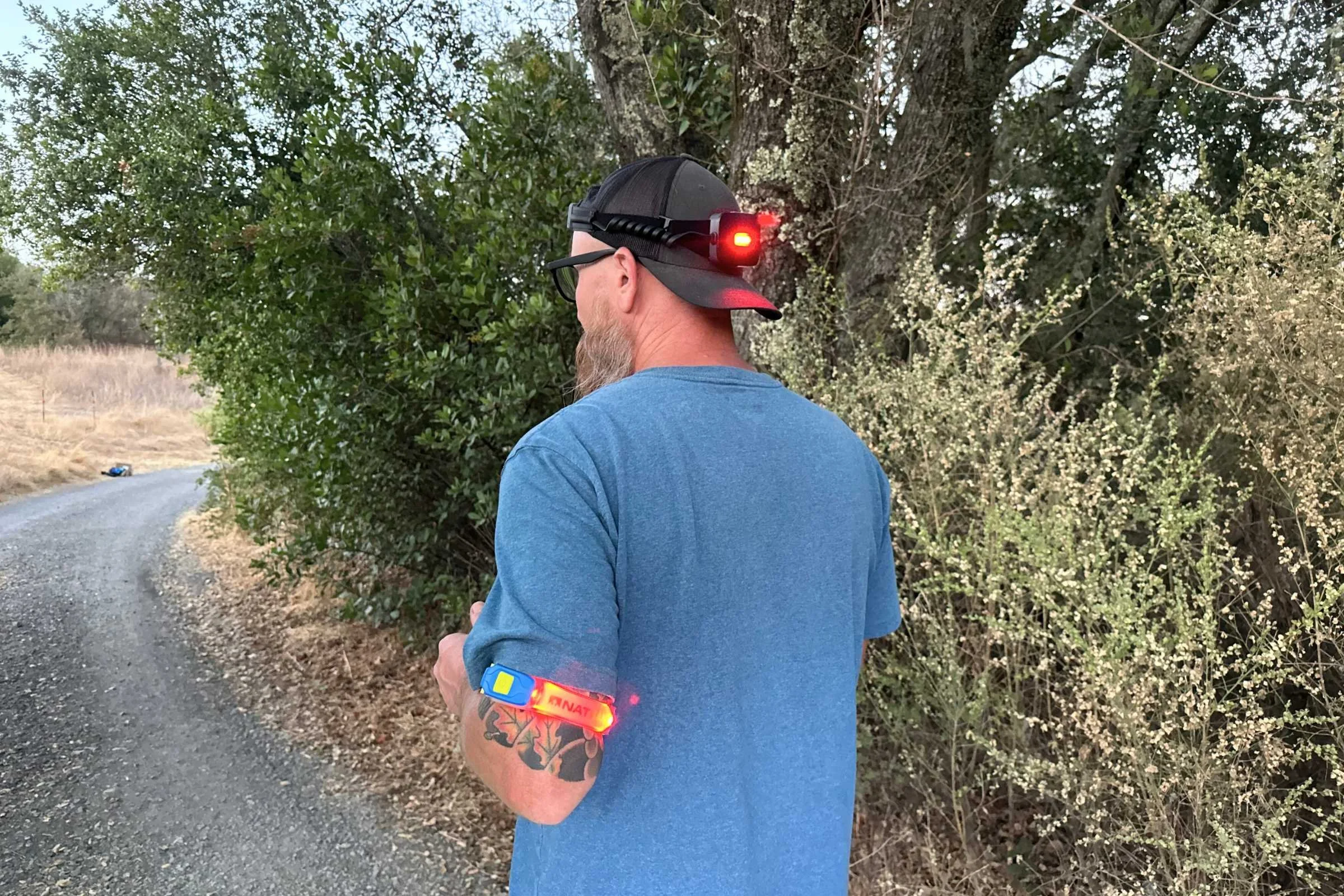 The rear read light on the BioLite 800 Pro headlamp is great for increasing visibility when traveling by foot, especially in low light.