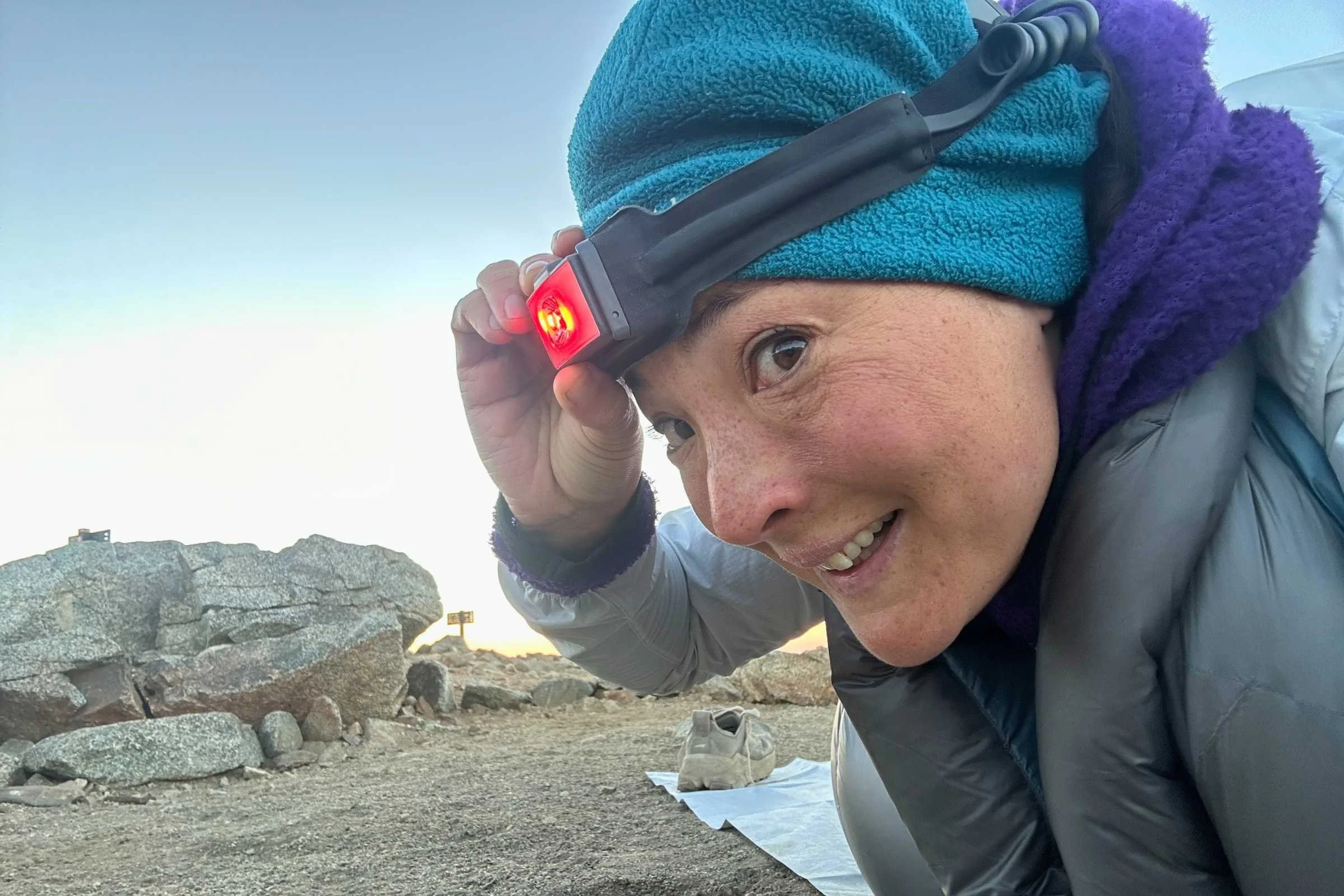 Using the BioLite 800 Pro headlamp on a cold day in camp
