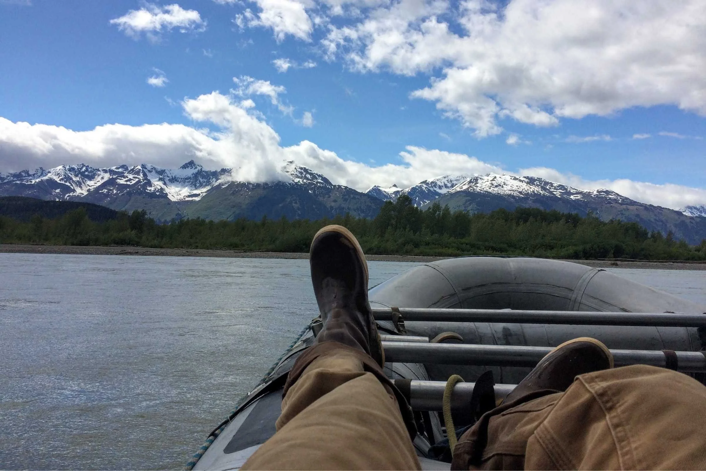 Testing the XTRATUF Legacy rain boots on the ChilkatRiver in Haines, Alaska.