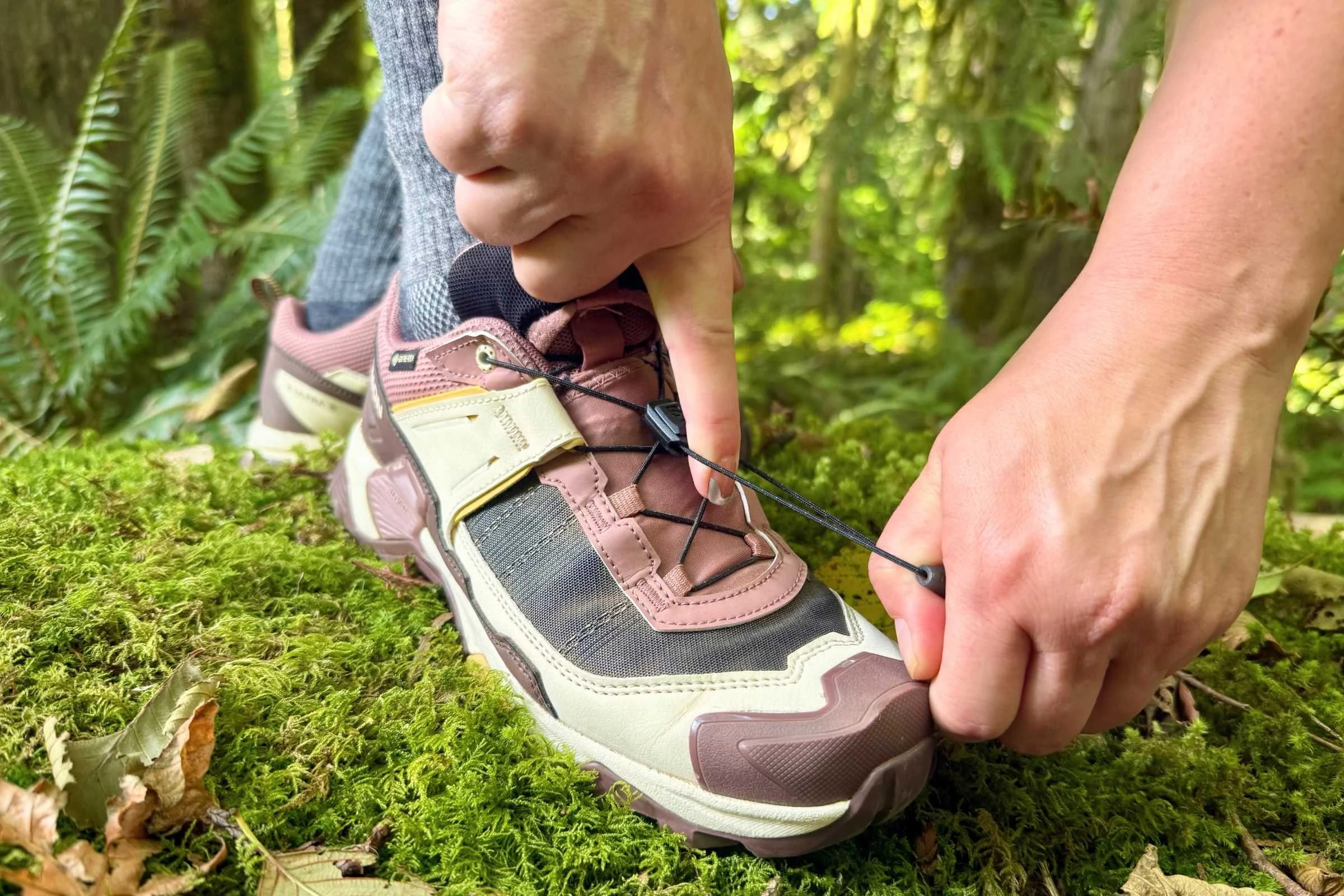 Salomon’s Quicklace system couldn’t be more easy to use. Just pull to cinch tight. Photo by Steve Redmond