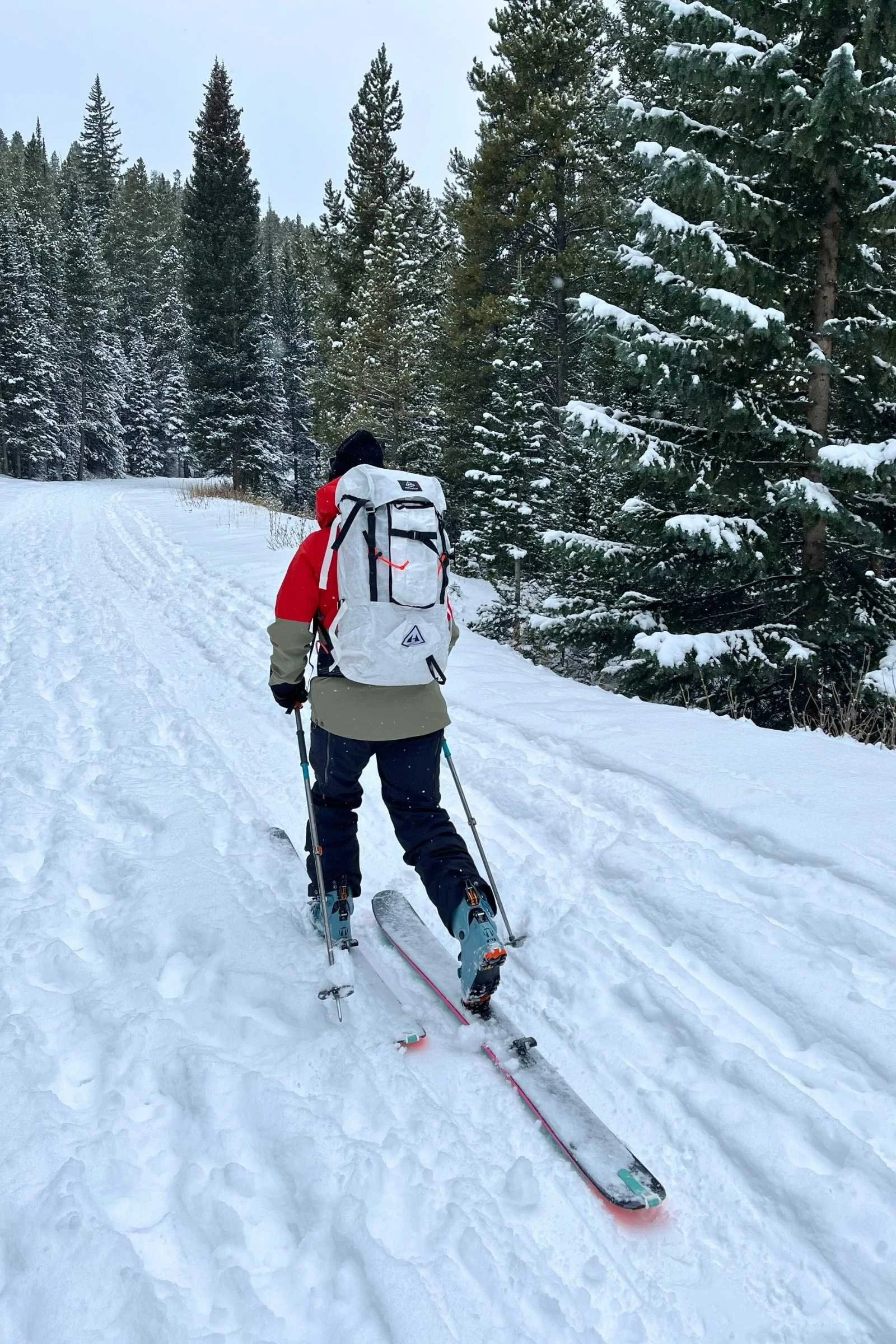   The HMG Prism pack is designed for mountaineering and ice climbing but holds skis, making it a viable option for outdoors people who want a versatile pack.   Photo courtesy Stasia Stockwell.  