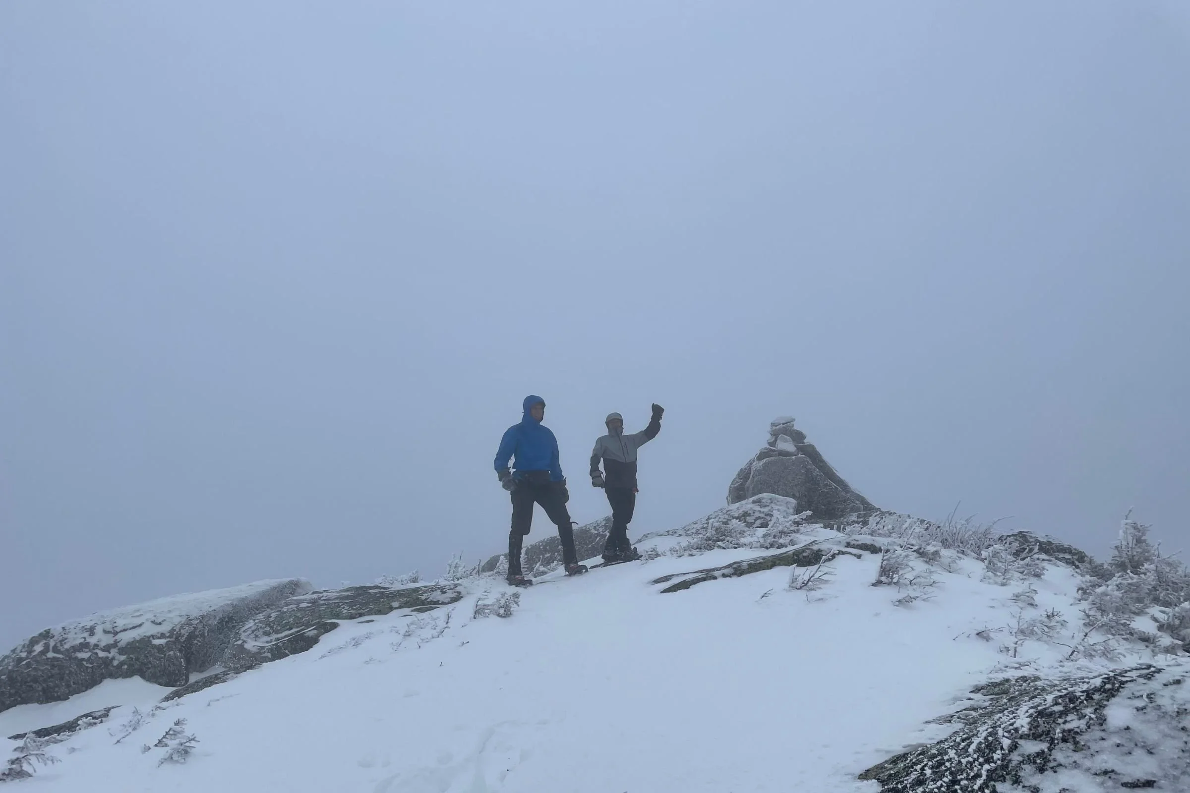   The author at the final summit of the 4000 Footers within Baxter State Park in Maine, withstanding 50 MPH winds while wearing Vasque Coldsparks.   Photo by David Lazar.  