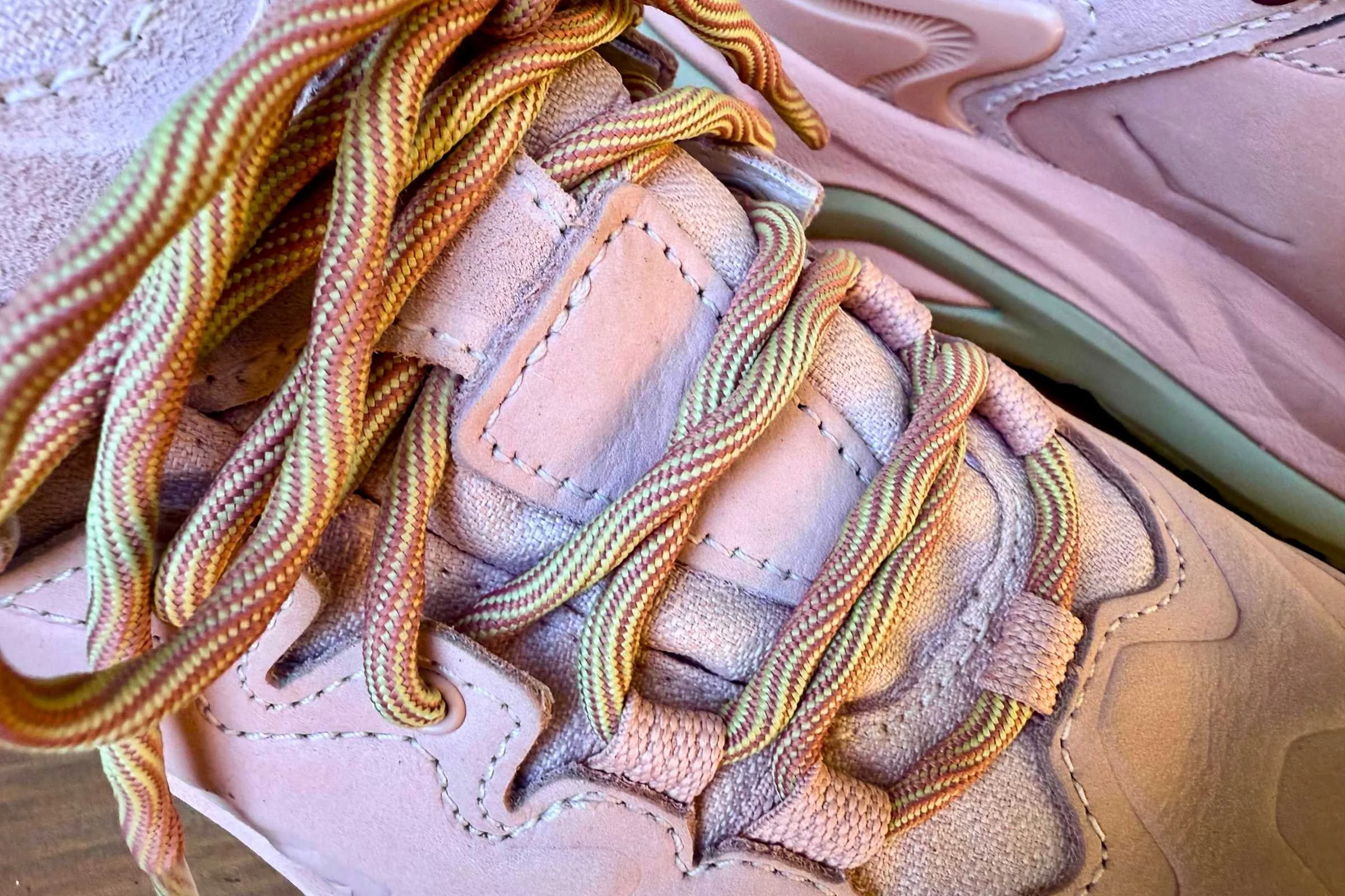   The laces on the&nbsp; HOKA Kaha 3 Low GTX are textured for extra grip.   Photo by Ebony Roberts  