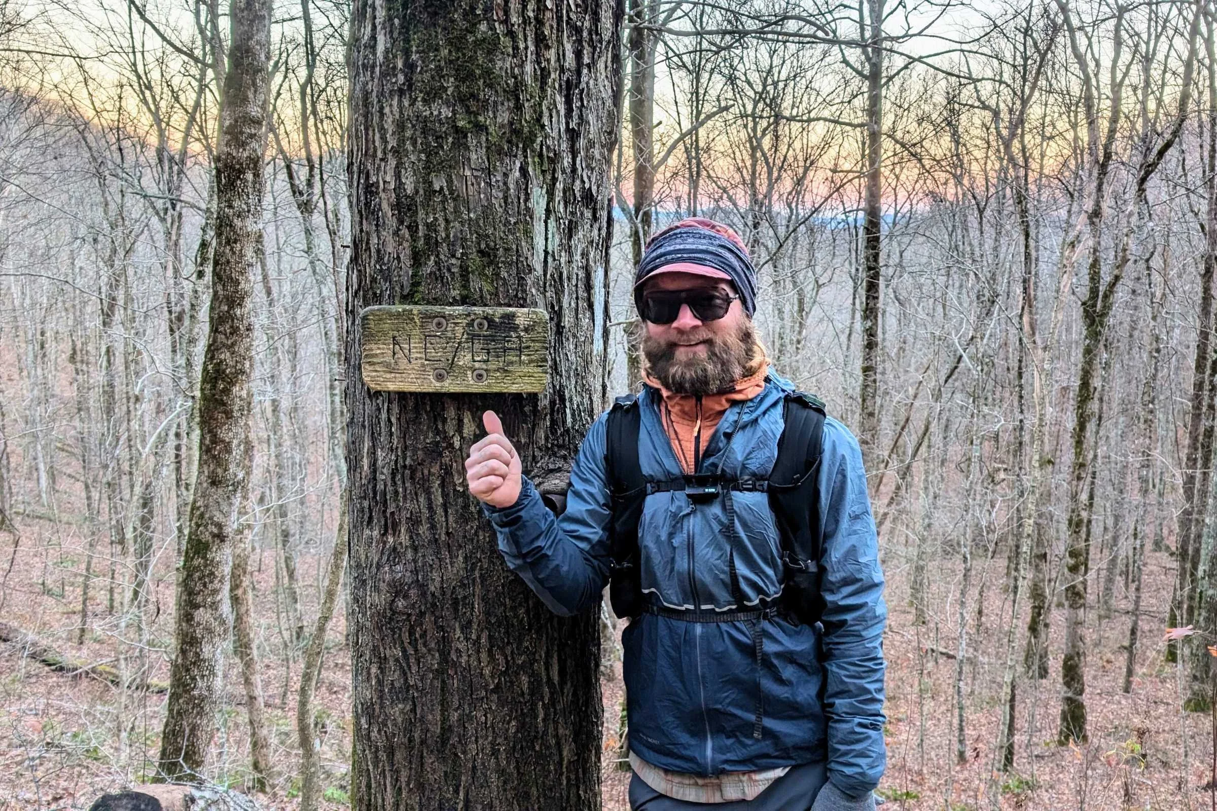   Hiking in the Ultimate Direction Ultra jacket while wearing a pack  