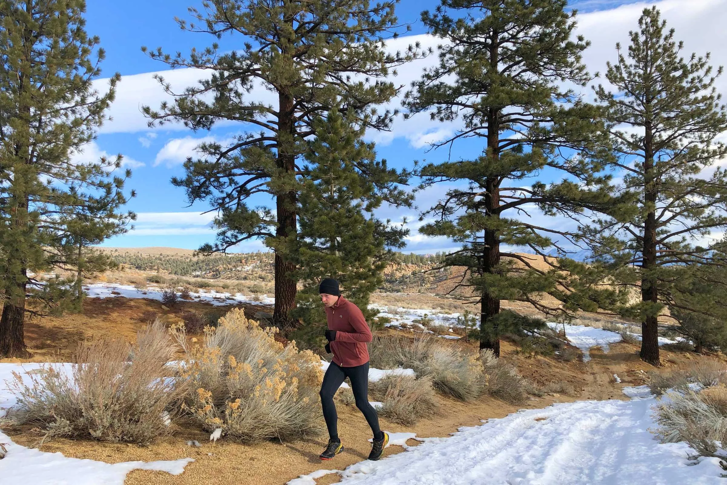   A week of warm weather led up to this cold day out running in the Tracksmith Franklin fleece just hours before the next snow blew through.   Photo by Sasha Hashemipour  