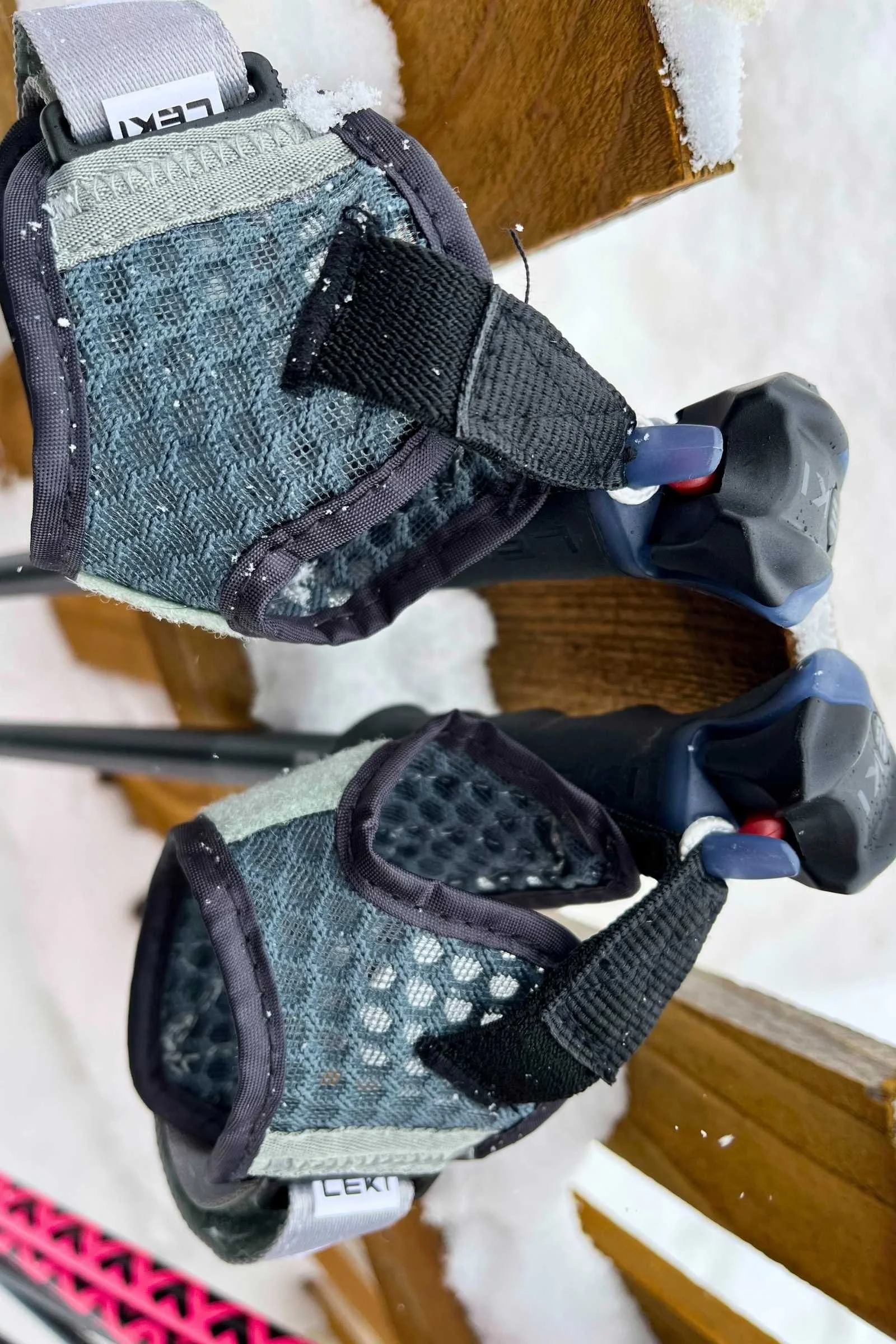   The release system for the straps on the Leki Detect S poles .  By Stasia Stockwell  