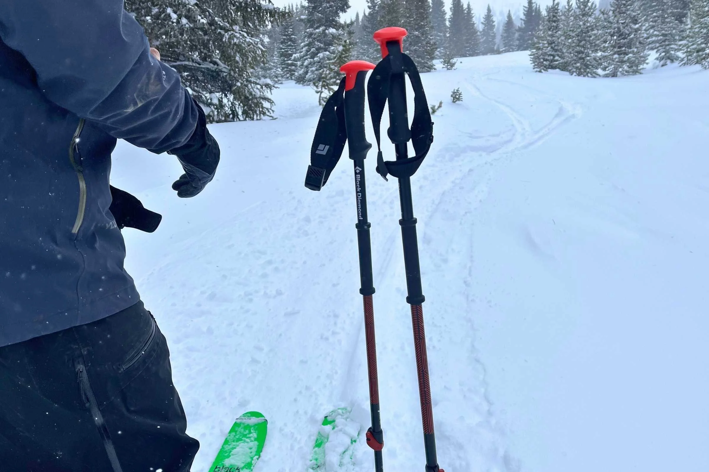   The extended grips on the Black Diamond Traverse poles are useful for ski touring .  By Stasia Stockwell  