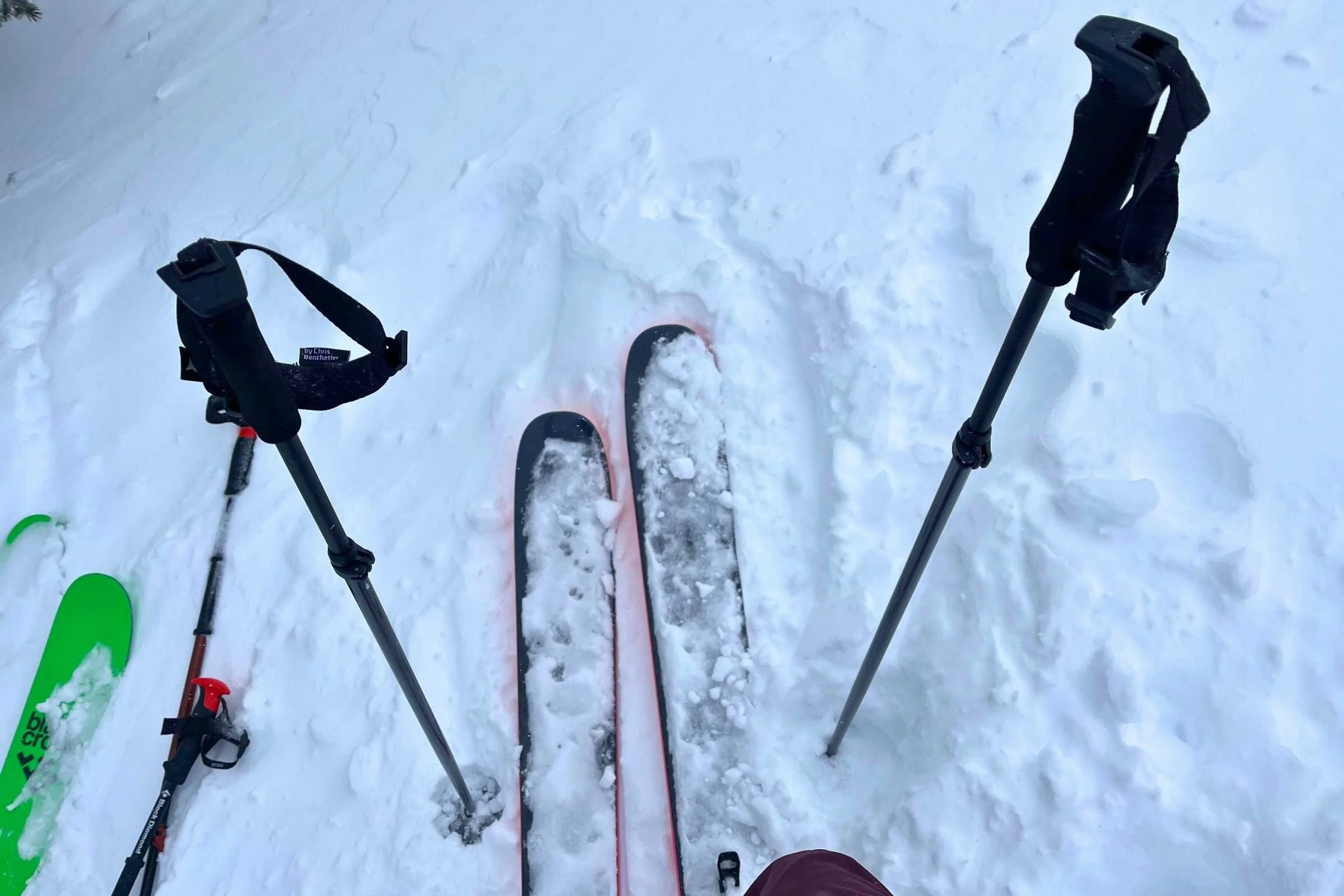   Ski touring with the Atomic Backland FR SQS poles .  By Stasia Stockwell  