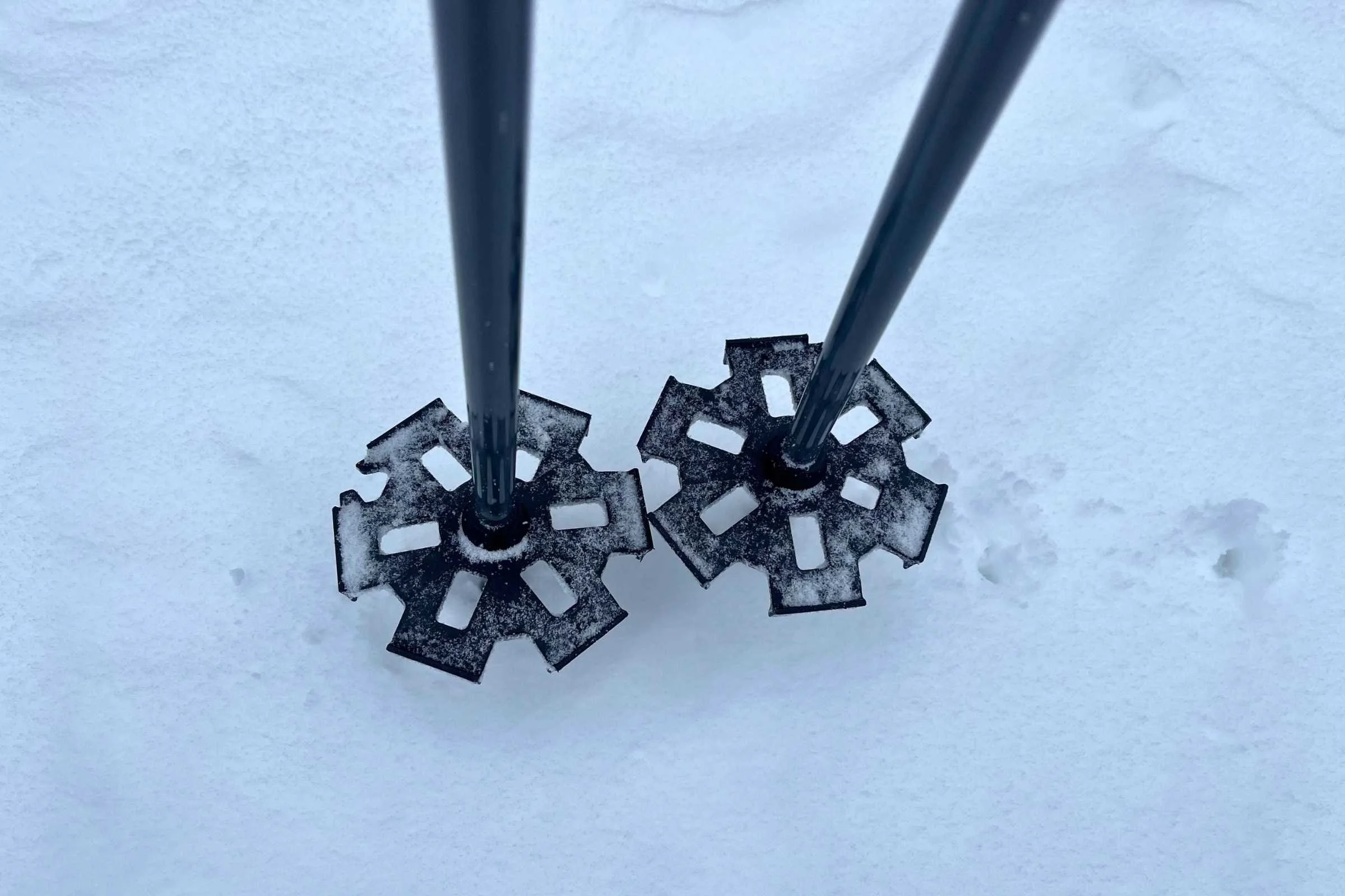   We love the large powder baskets on the Backland poles—the largest in our test .  By Stasia Stockwell  