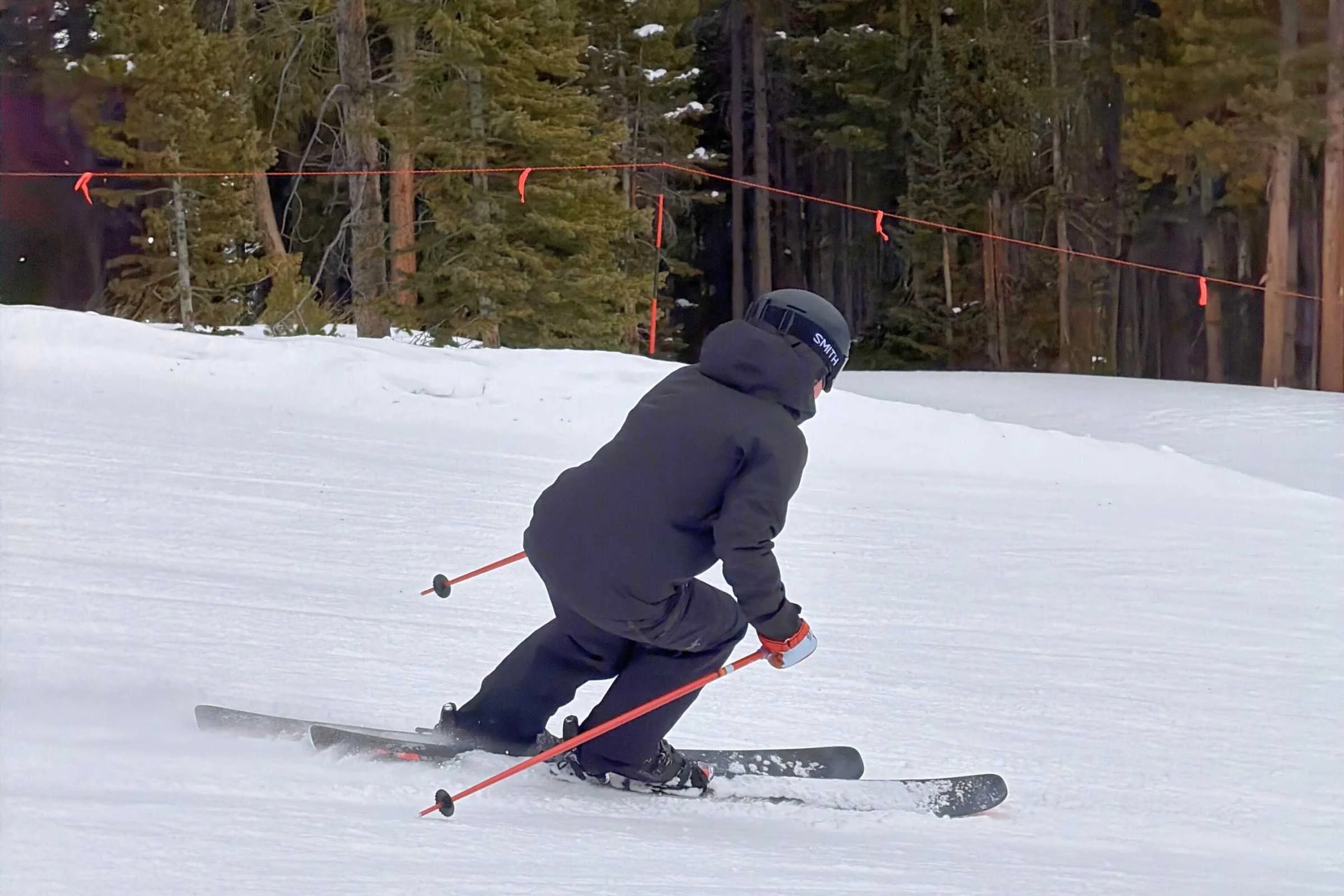   Skiing in the Arc’teryx Sentinel ski jacket  