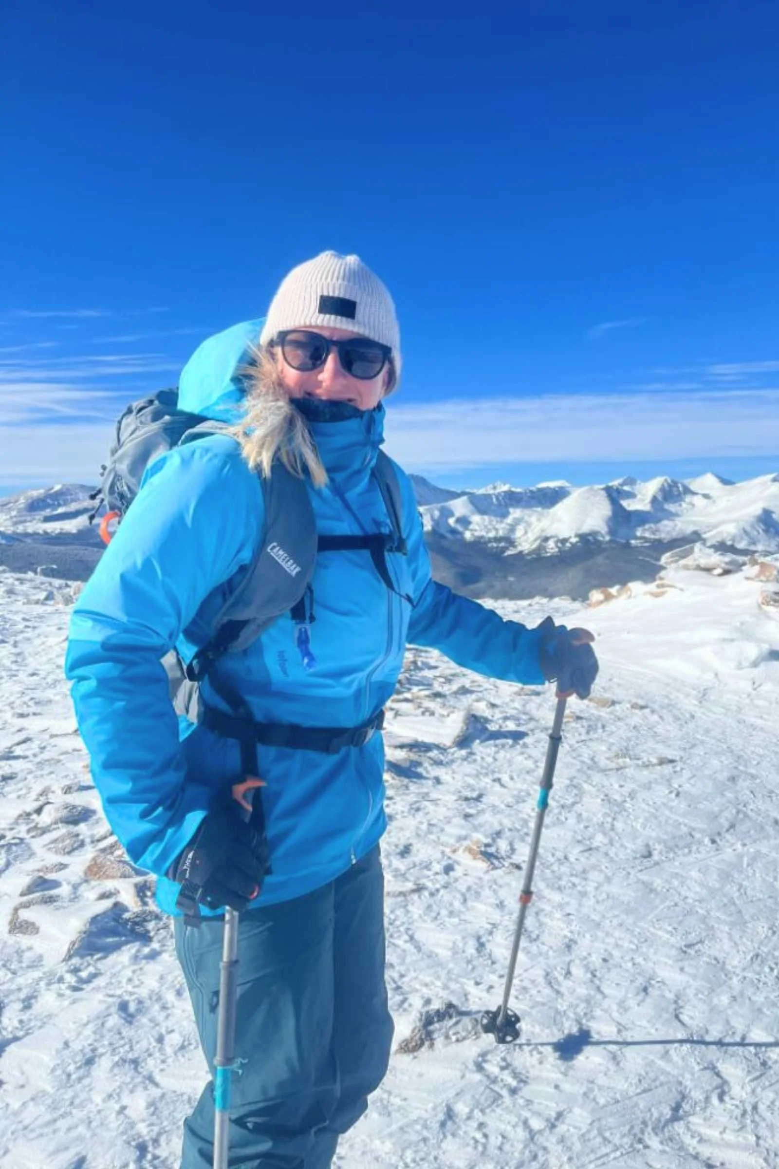   The author testing the Norrona Lofoten Gore Tex hardshell near Breckenridge, Colorado in minus 15F temperatures.  
