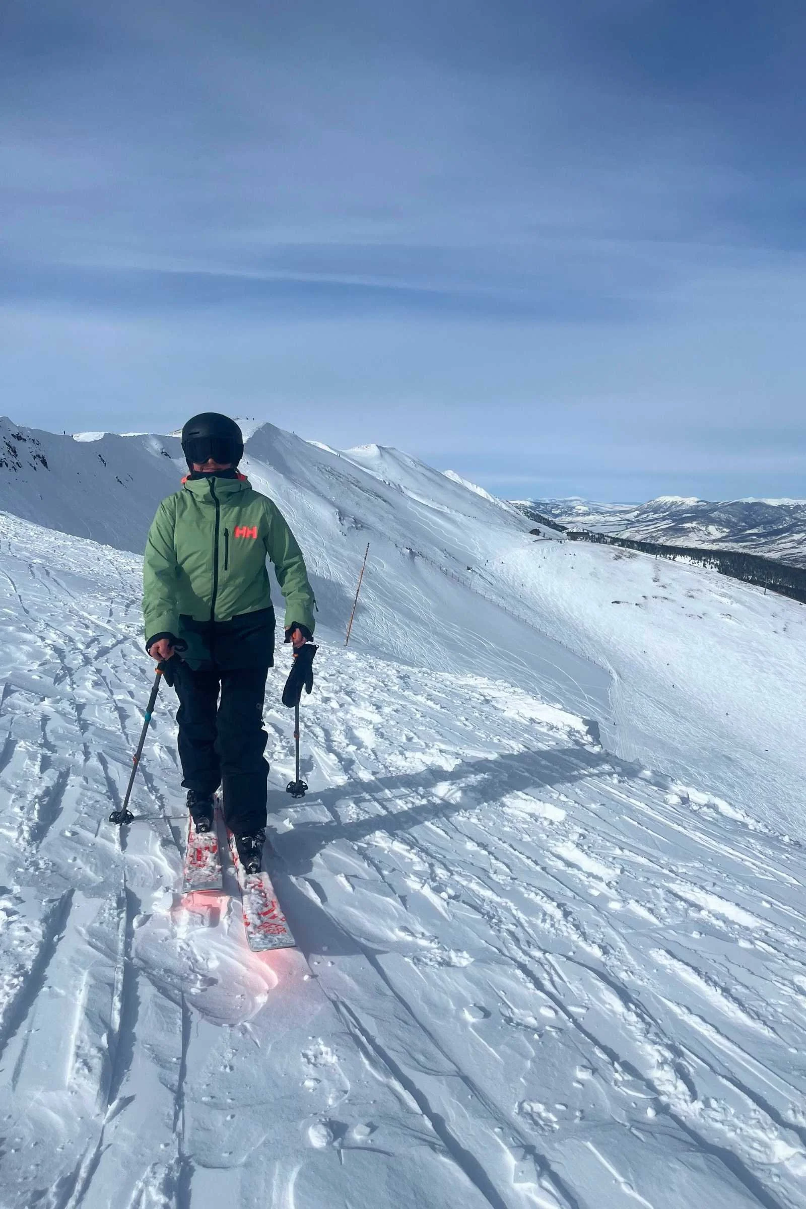   The author testing the Helly Hansen Whitewall LifaLoft on a cold resort day.  