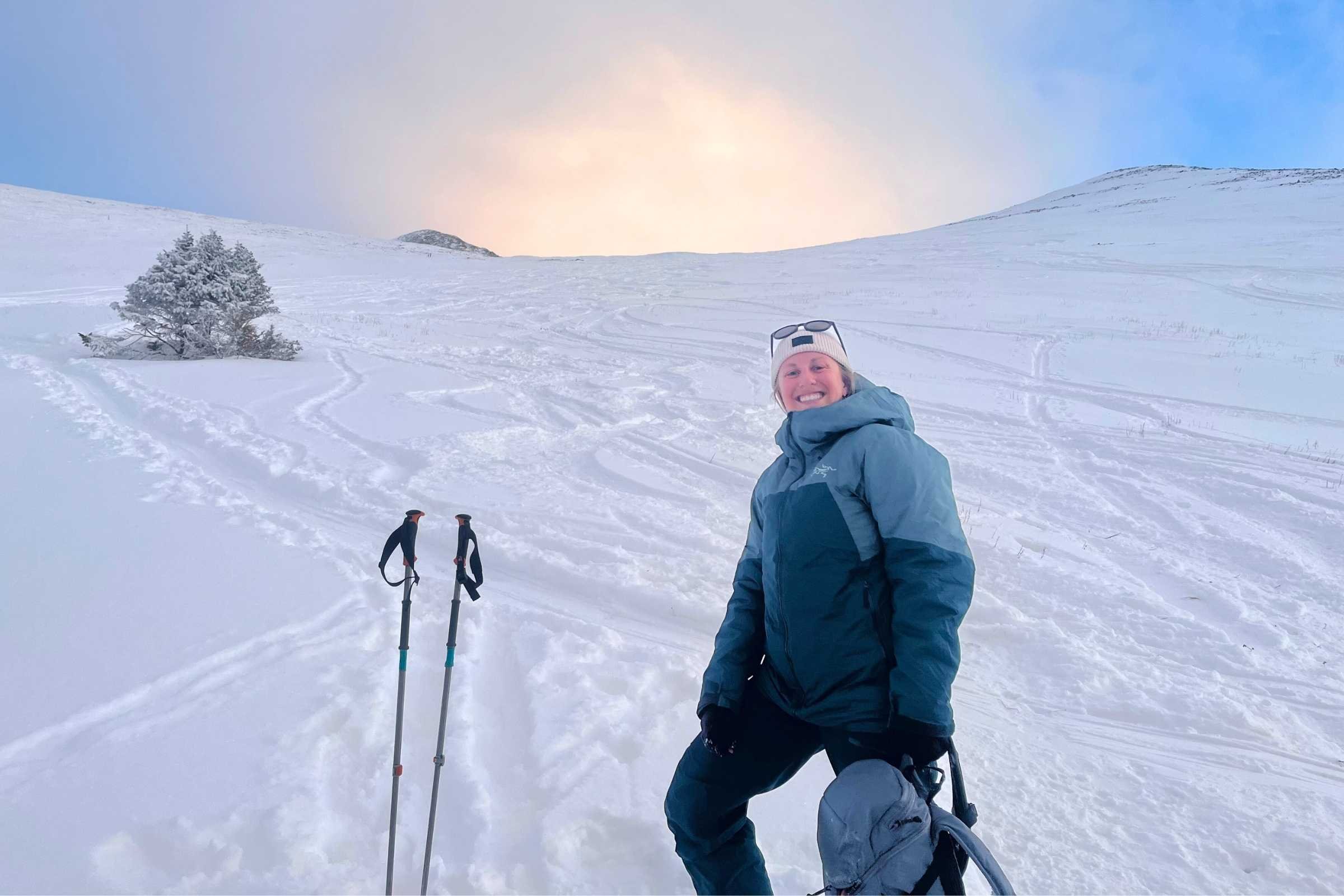   The author in the Arcteryx Rush Insulated Jacket while ski touring near Breckenridge, Colorado.   