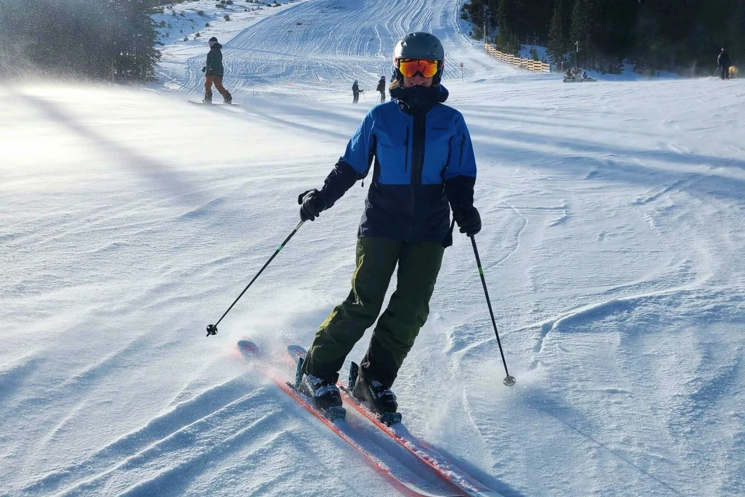   The Norrona Lofoten ski jacket offers excellent weather protection for cold days at the resort.  