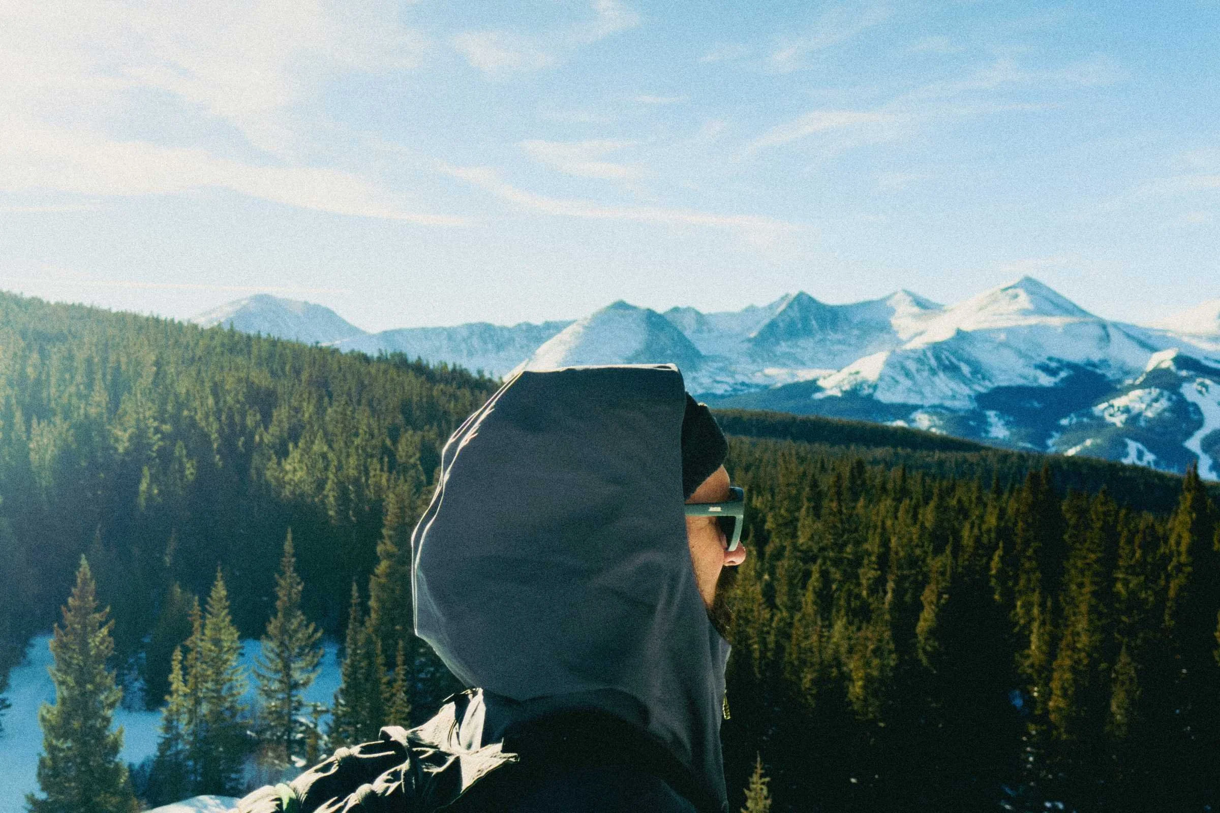   Our men’s tester uses the hood on the Cloudchaser to help block wind.   Photo credit: Jacob Callaghan  
