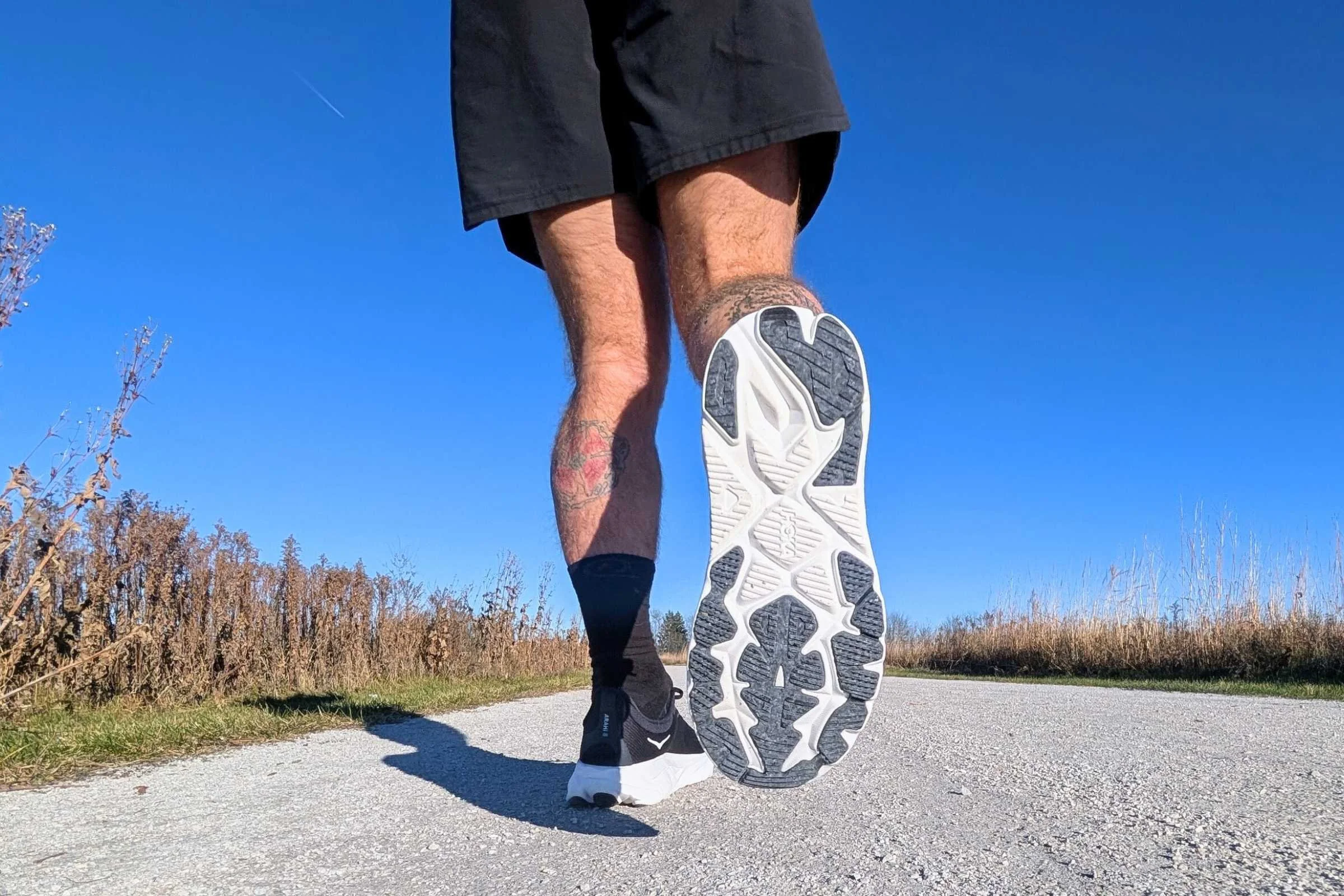   The HOKA Arahi 8 soesn’t have the most tread underfoot, but it’s enough for running on gravel paths.  