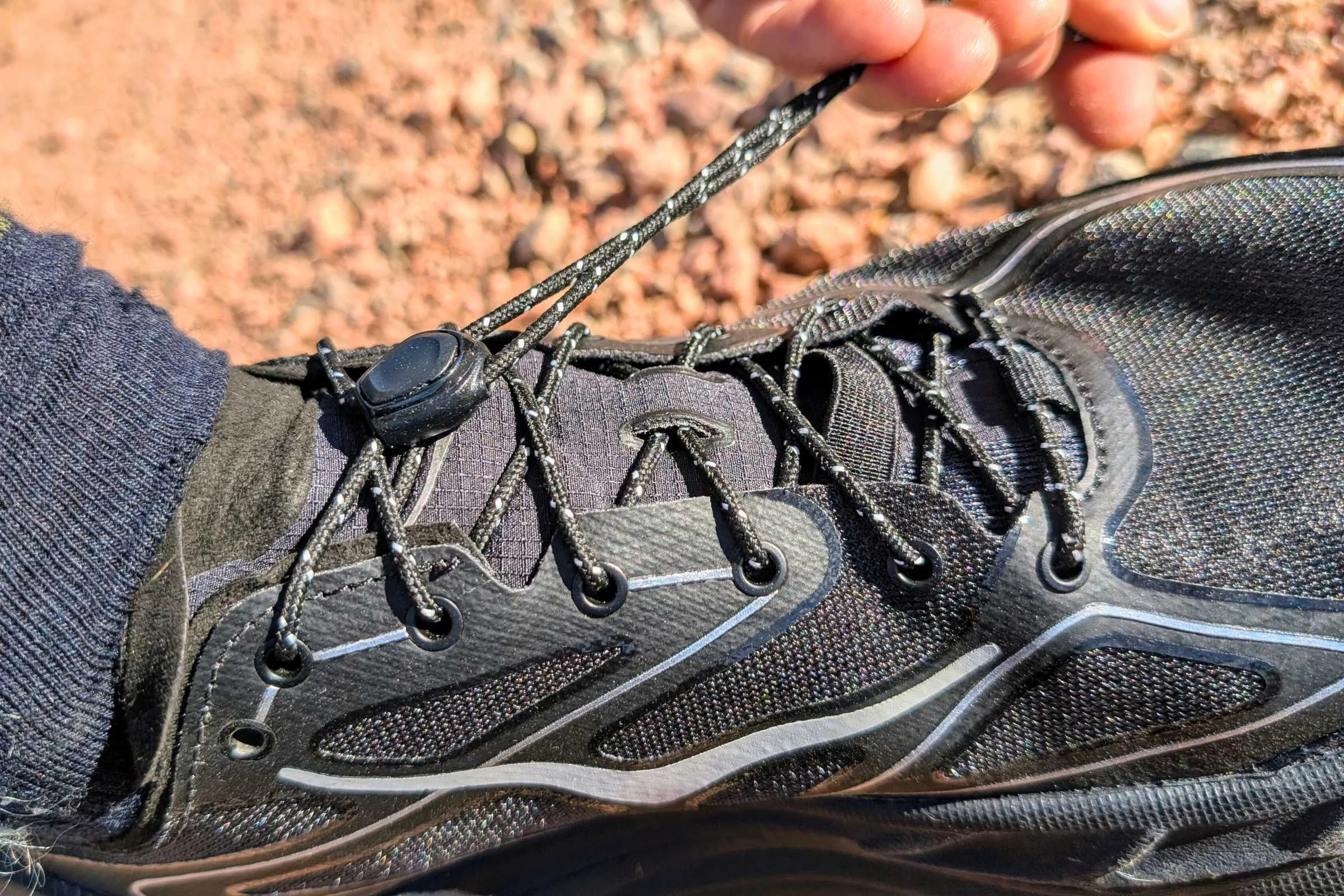   The HOKA Stinson One7 has slide lock laces that won’t come untied.  