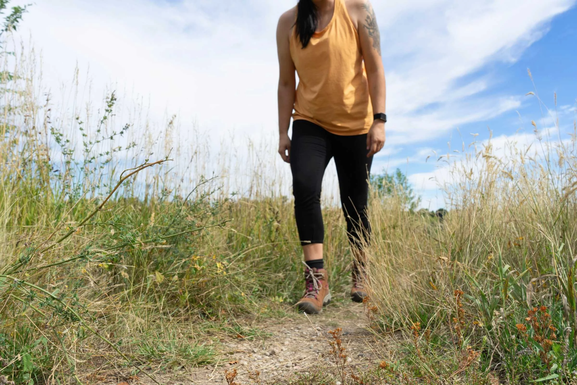   Hiker hiking in the Keen Targhee IV Mid WP boots  