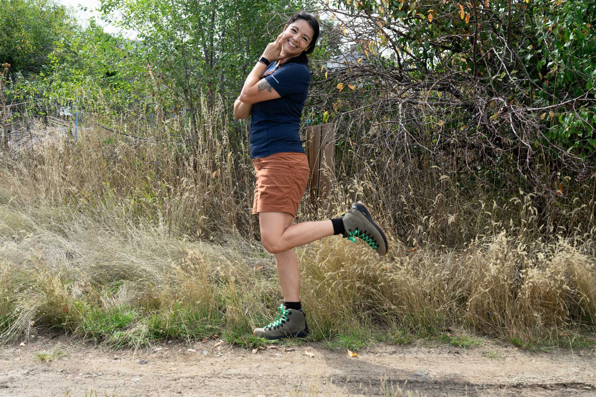   Hiker modeling the Danner Mountain 600 EVO boot with GORE-TEX waterproofing  