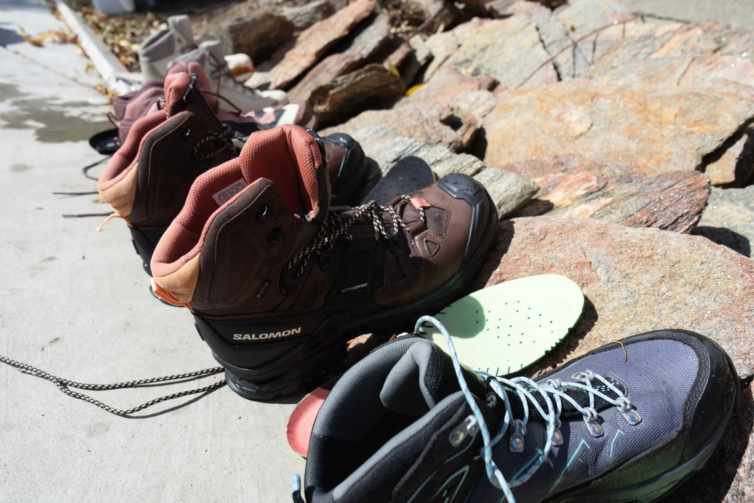   Waterproof testing different hiking boots  