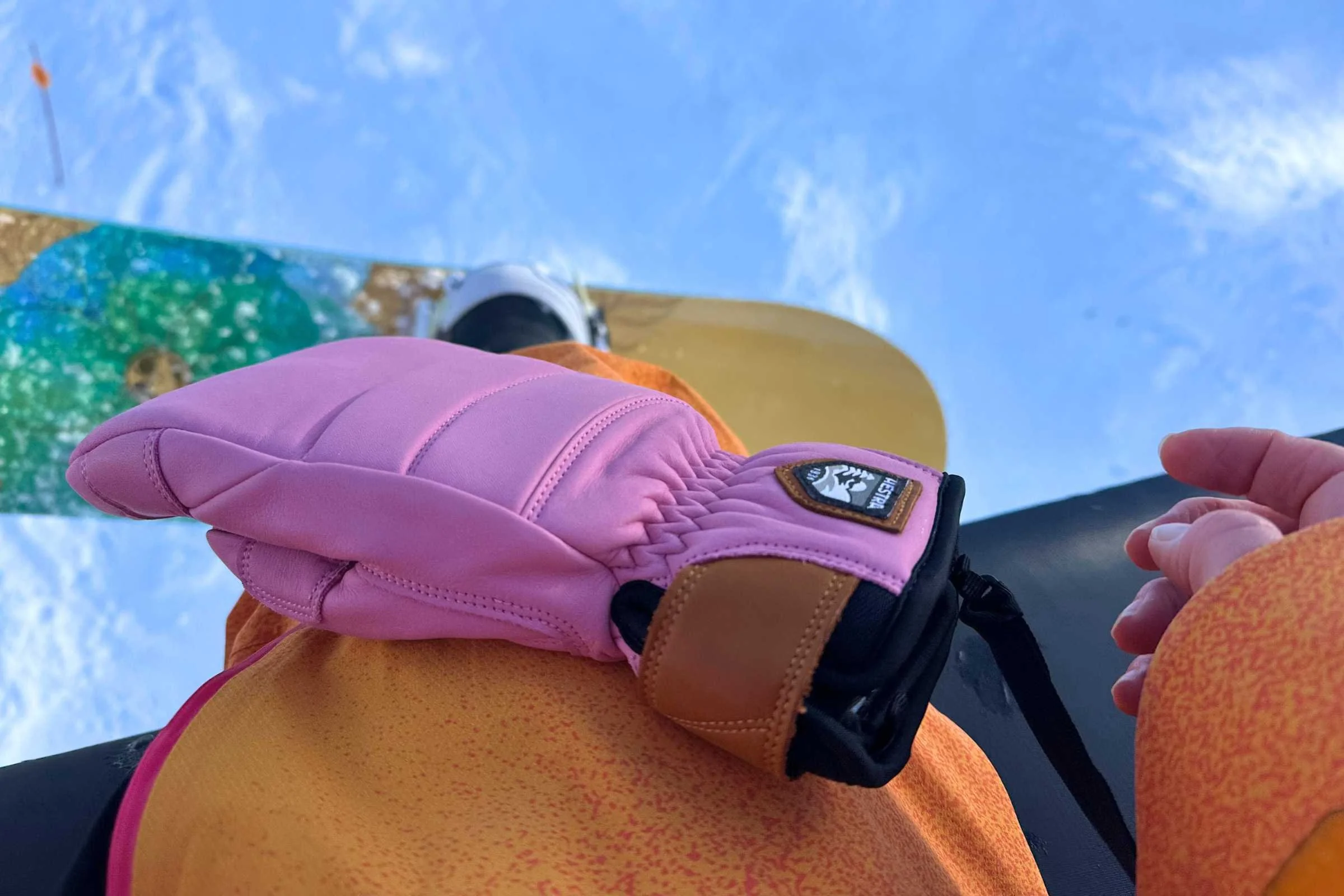   The Fall Line Mitts have a leash so you can take them off on the lift without dropping them.   Photo courtesy&nbsp;Sara Kruglinski.  