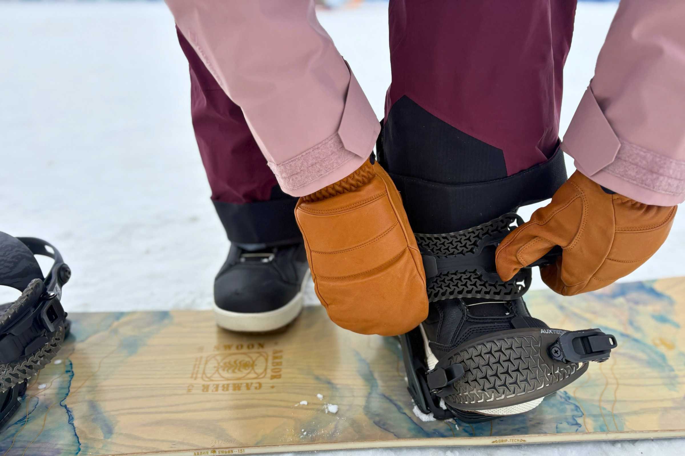   Treeline Tester Mattie Schuler with the Hestra Alpine Pro Fall Line Mitts. These provide excellent warmth on a cold day in Jackson Hole Wyoming.   Photo courtesy&nbsp;Paz Mendelevitch.  