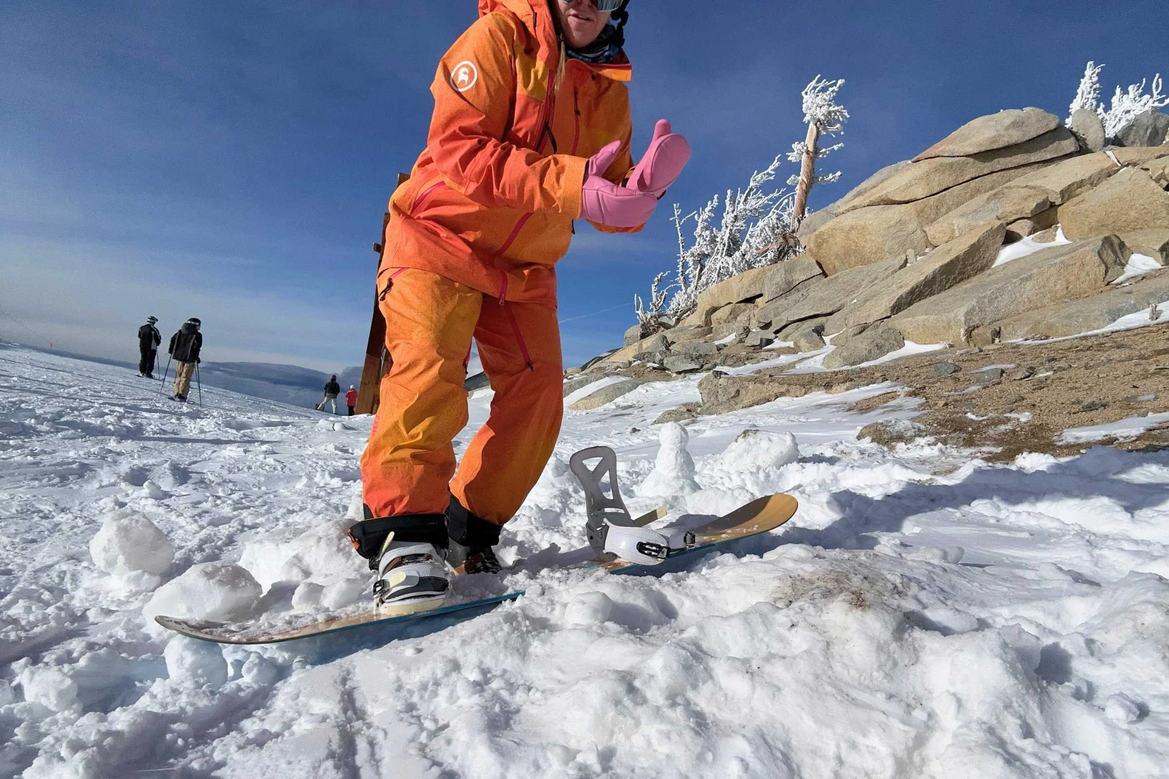   Hestra Fall Line Mitts are easy to get on and off between runs.   Photo courtesy Sara Kruglinski.  