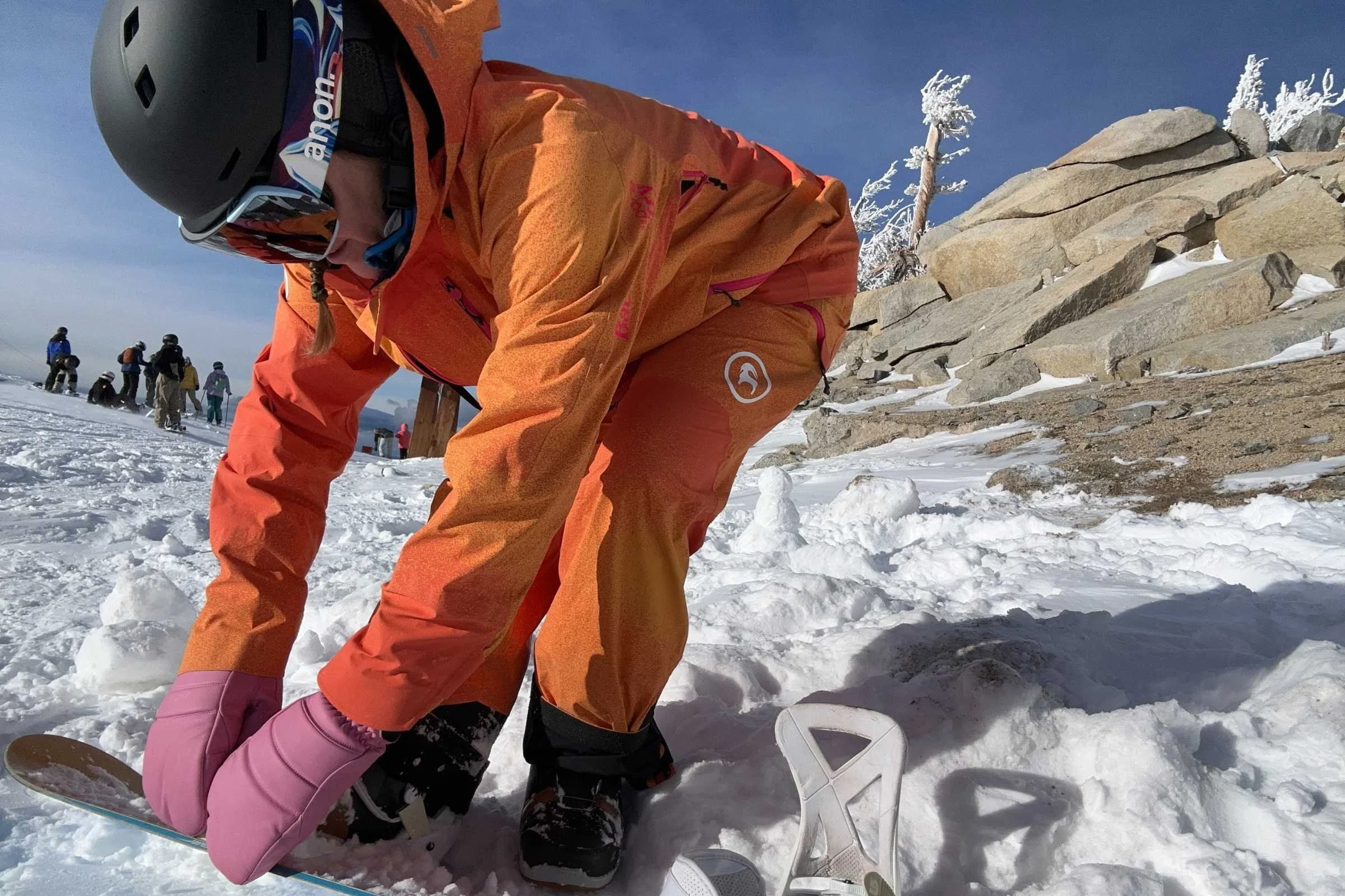   Hestra Fall Line Mitts have great dexterity for adjusting bindings.   Photo courtesy Sara Kruglinski.  