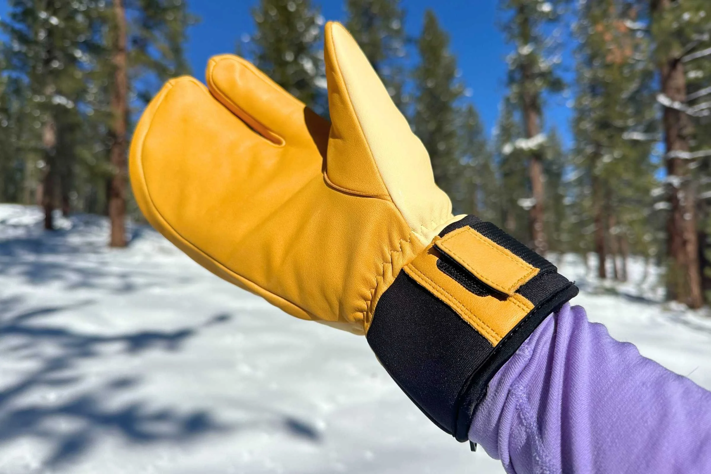   The Hestra Lobster Mitt has a neoprene velcro cuff.   Photo courtesy Sara Kruglinski.  