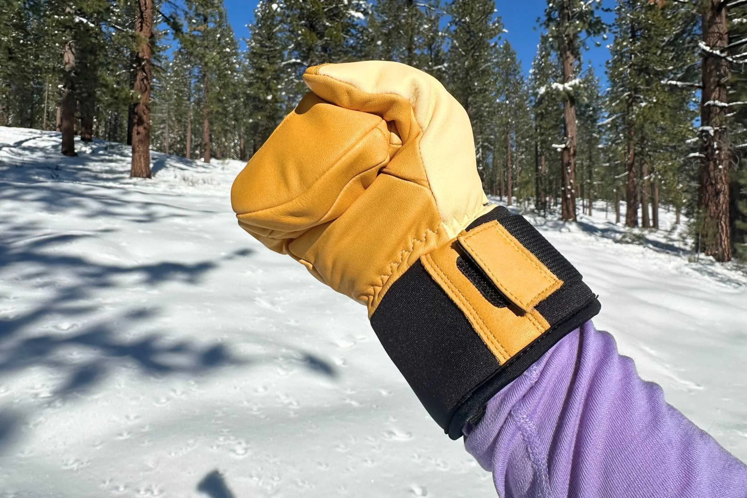   The Hestra Lobster Mitts are flexible enough to easily make a tight fist.   Photo courtesy Sara Kruglinski.  