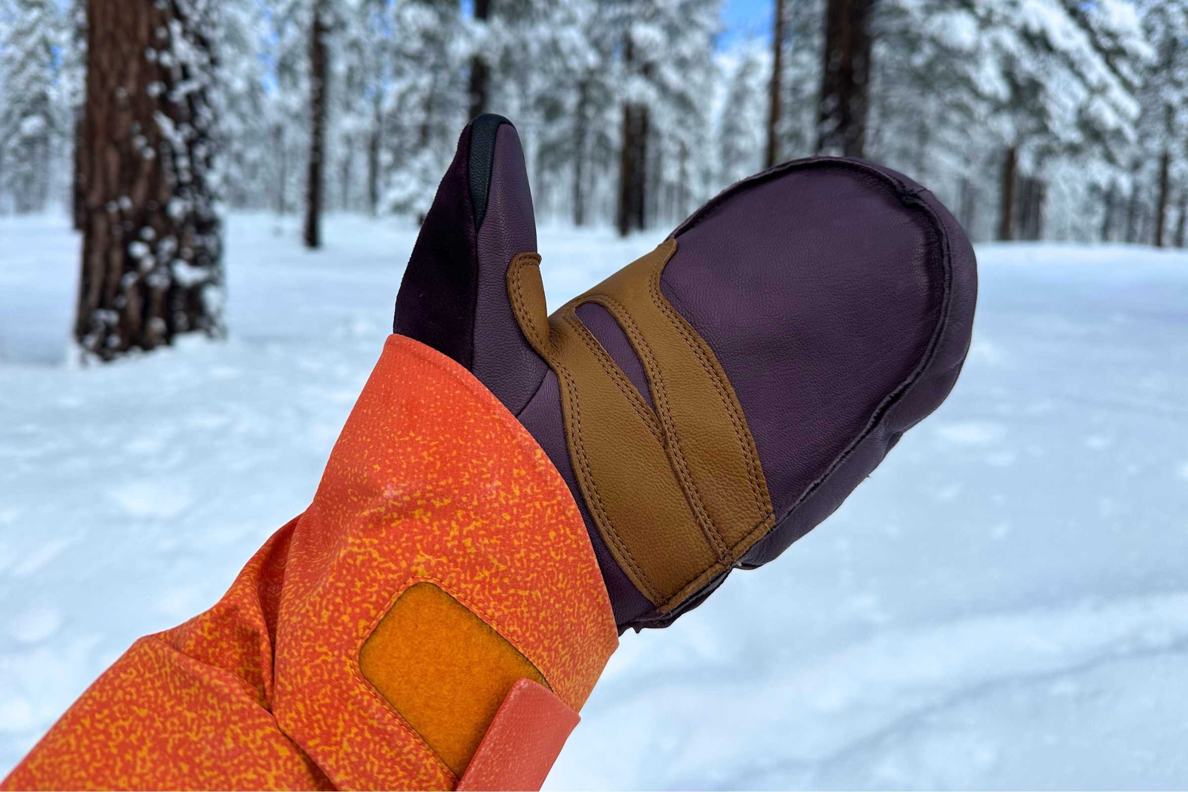   The palm of the Outdoor Research Team GORE-TEX Mitts has extra layers for durability.   Photo courtesy&nbsp;Sara Kruglinski.  