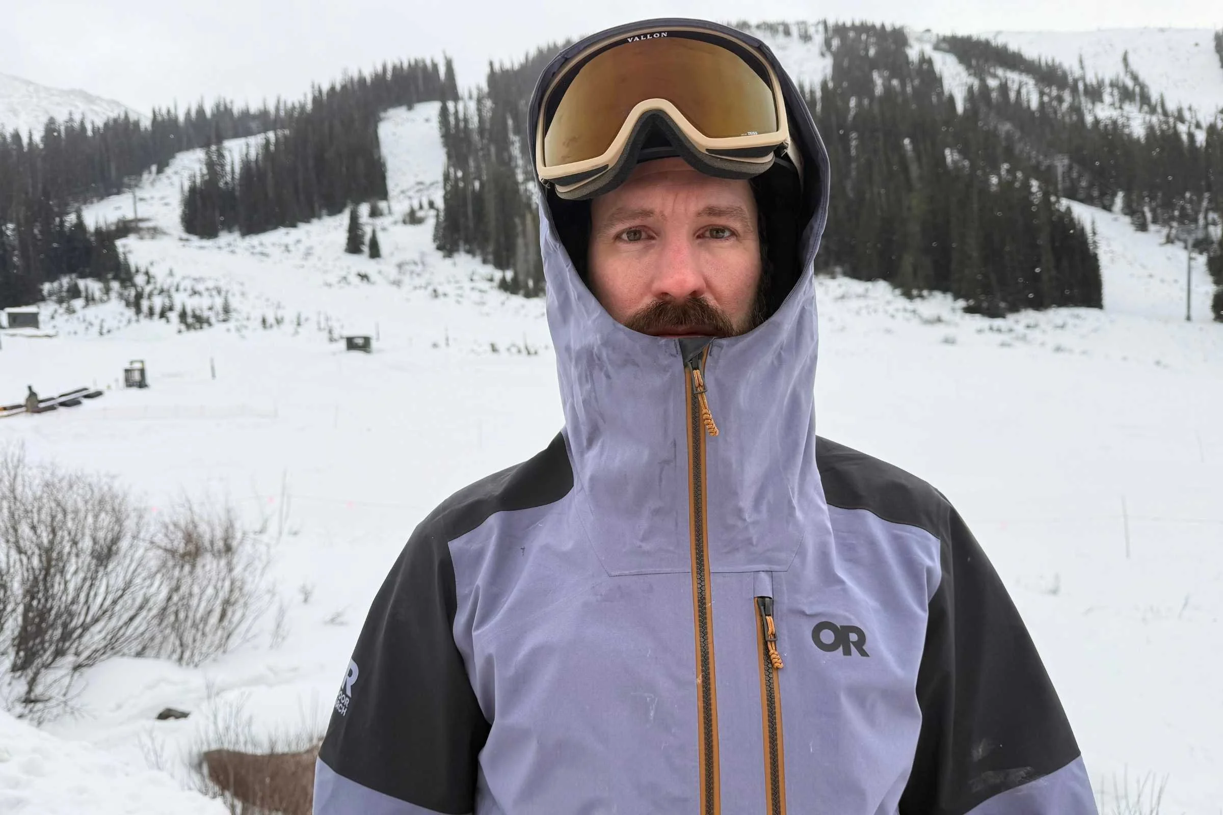   The fit of the wide and comfortable collar in the Hemispheres jacket is the best our testers have ever used.   Photo by Stasia Stockwell.  