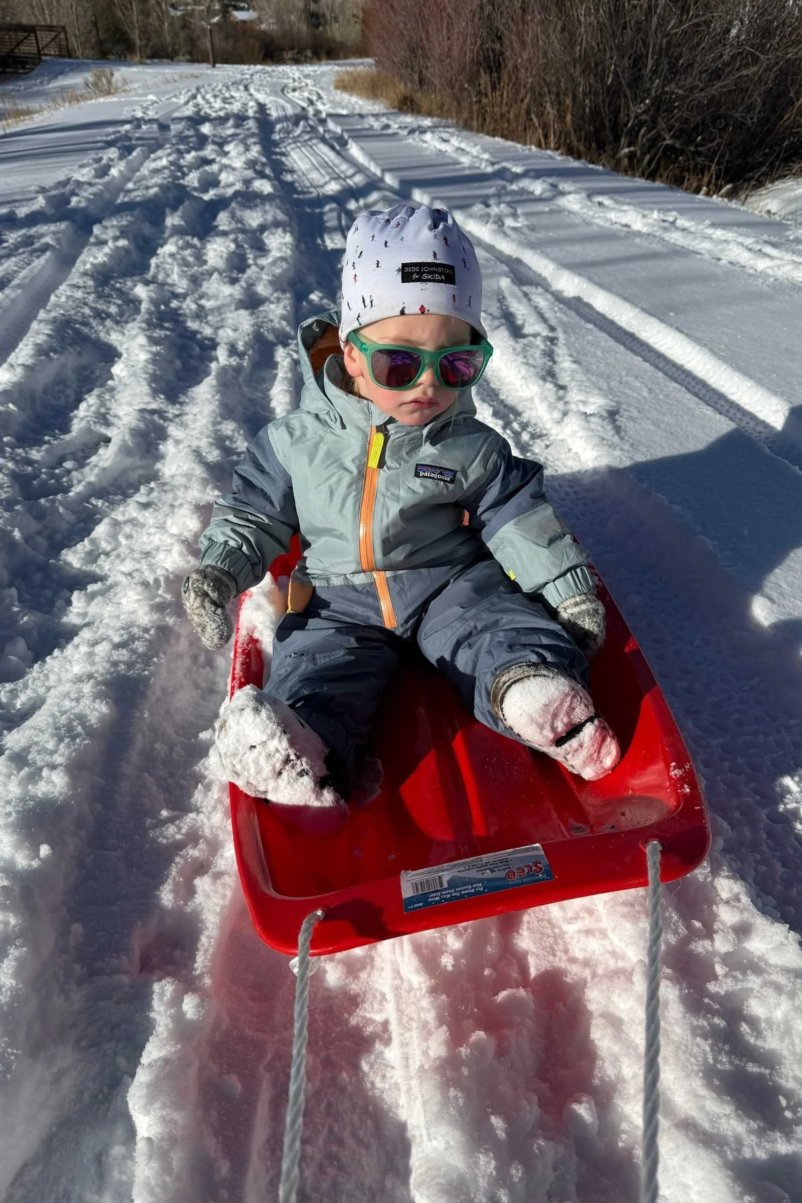   Boots in deep powder during play  