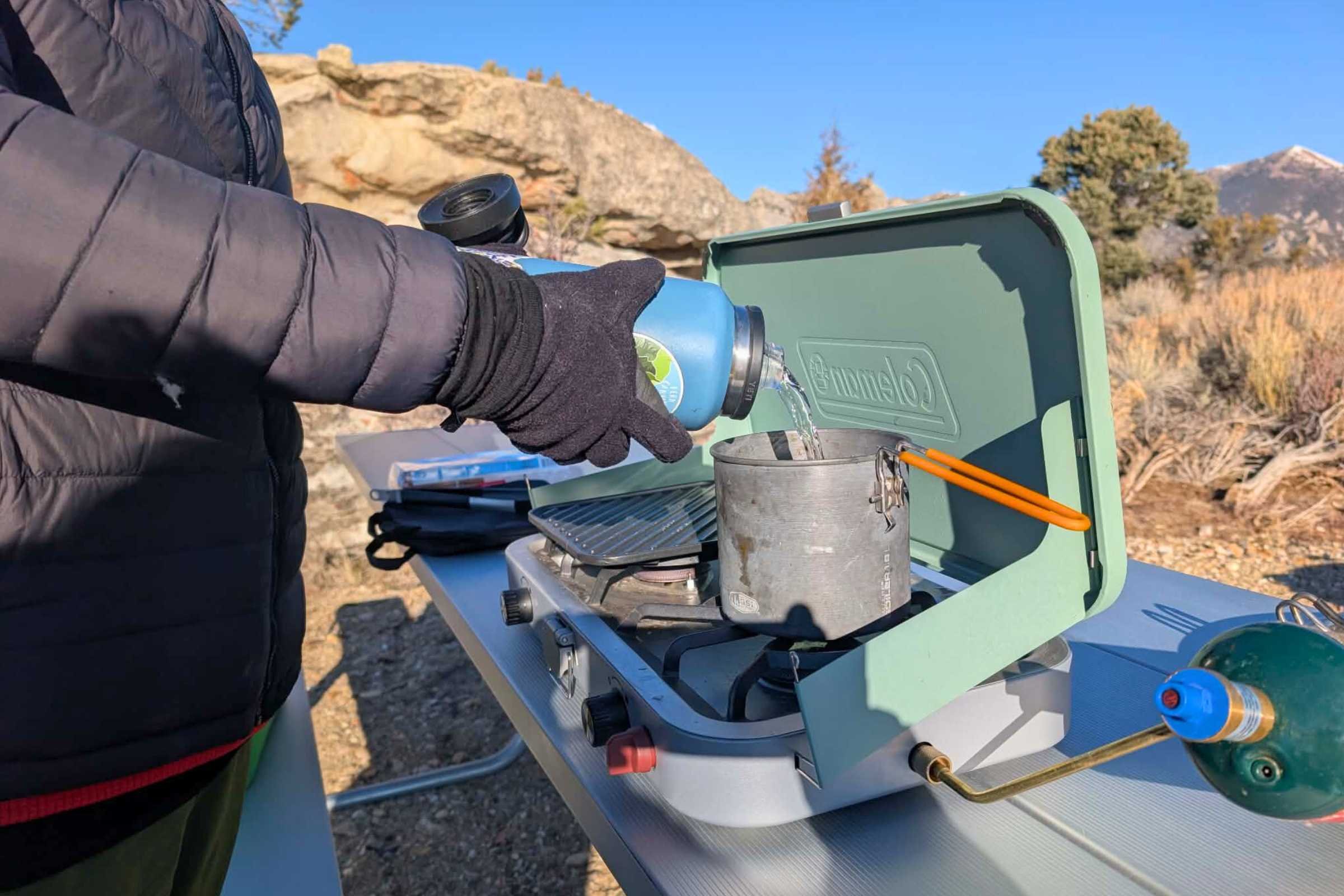   Testing the Coleman Cascade 3-in-1 at a car camping site.  