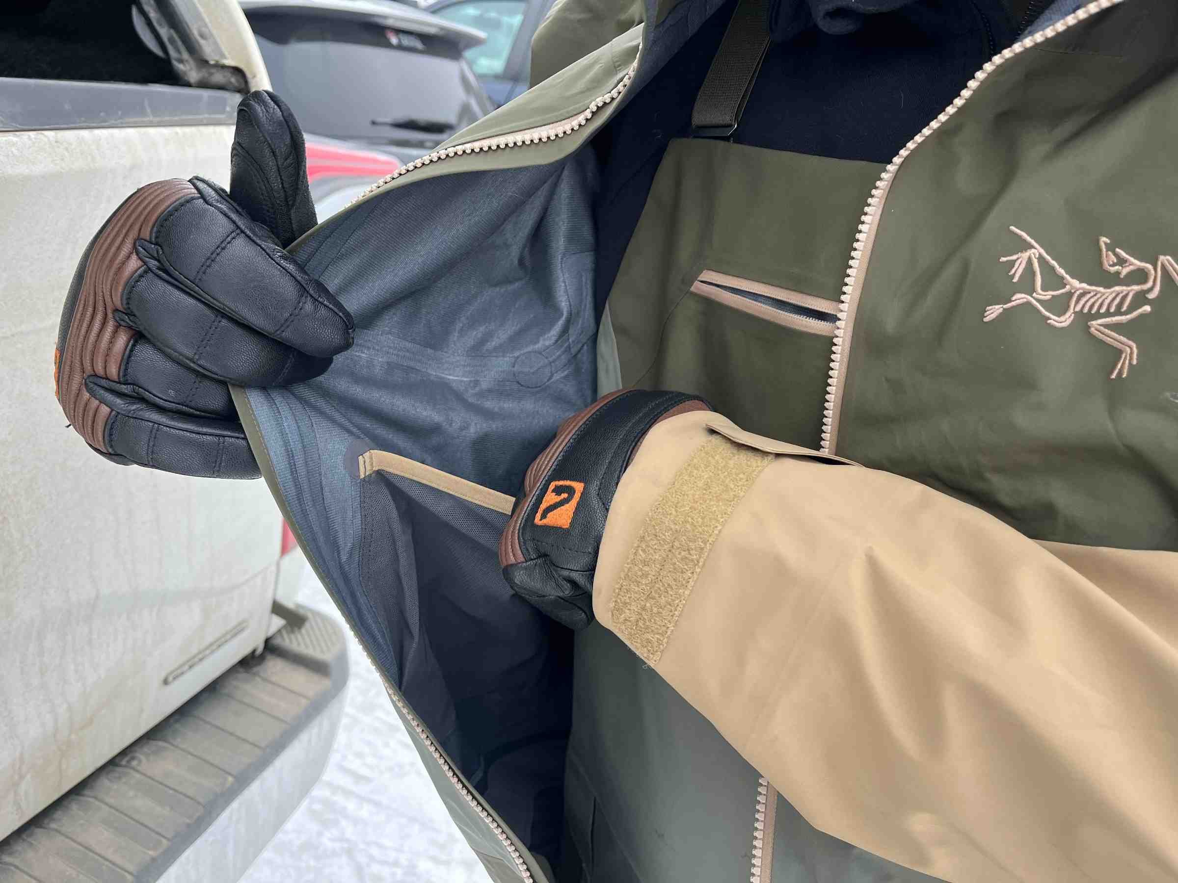   Close-up of Arc'teryx Sabre jacket interior pocket  