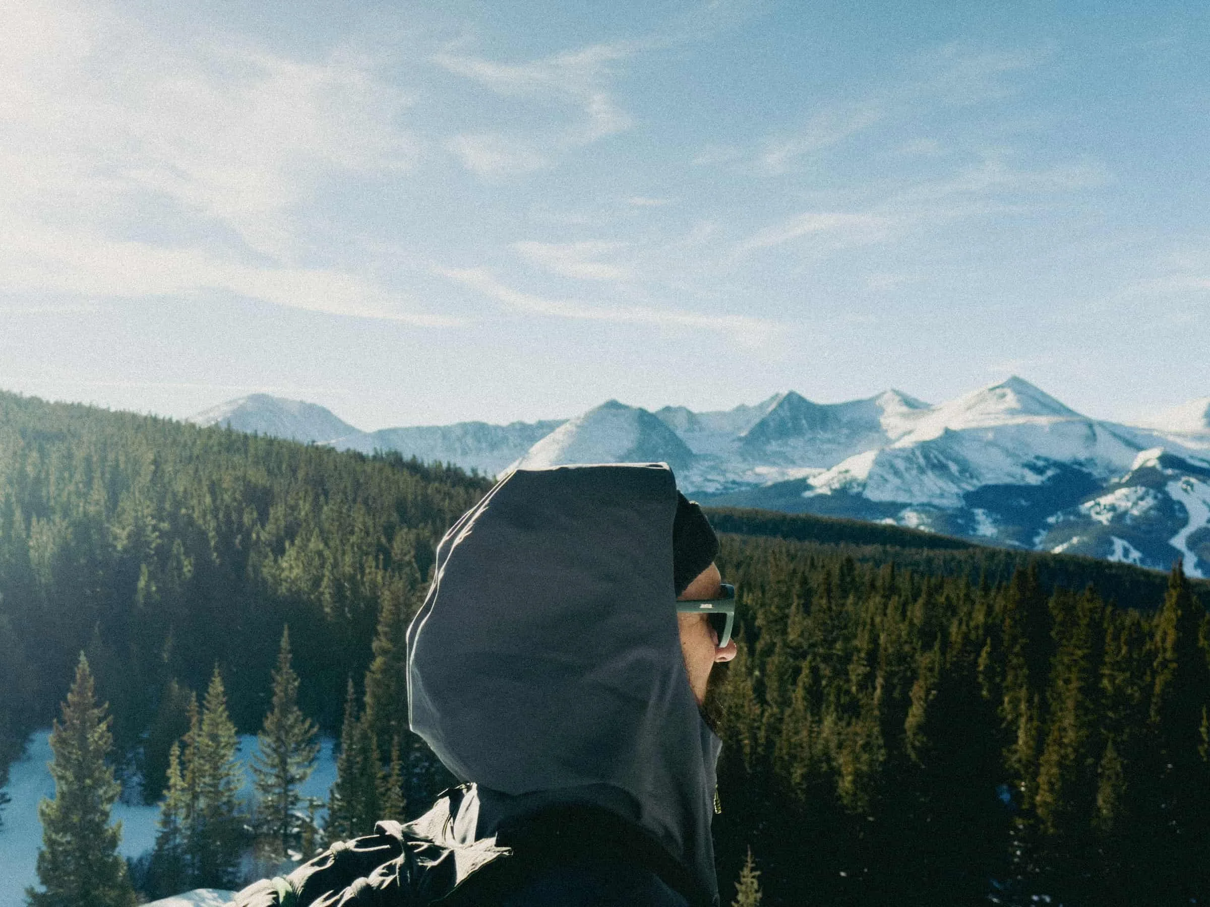   Our men’s tester uses the hood on the Cloudchaser to help block wind.   Photo credit: Jacob Callaghan  