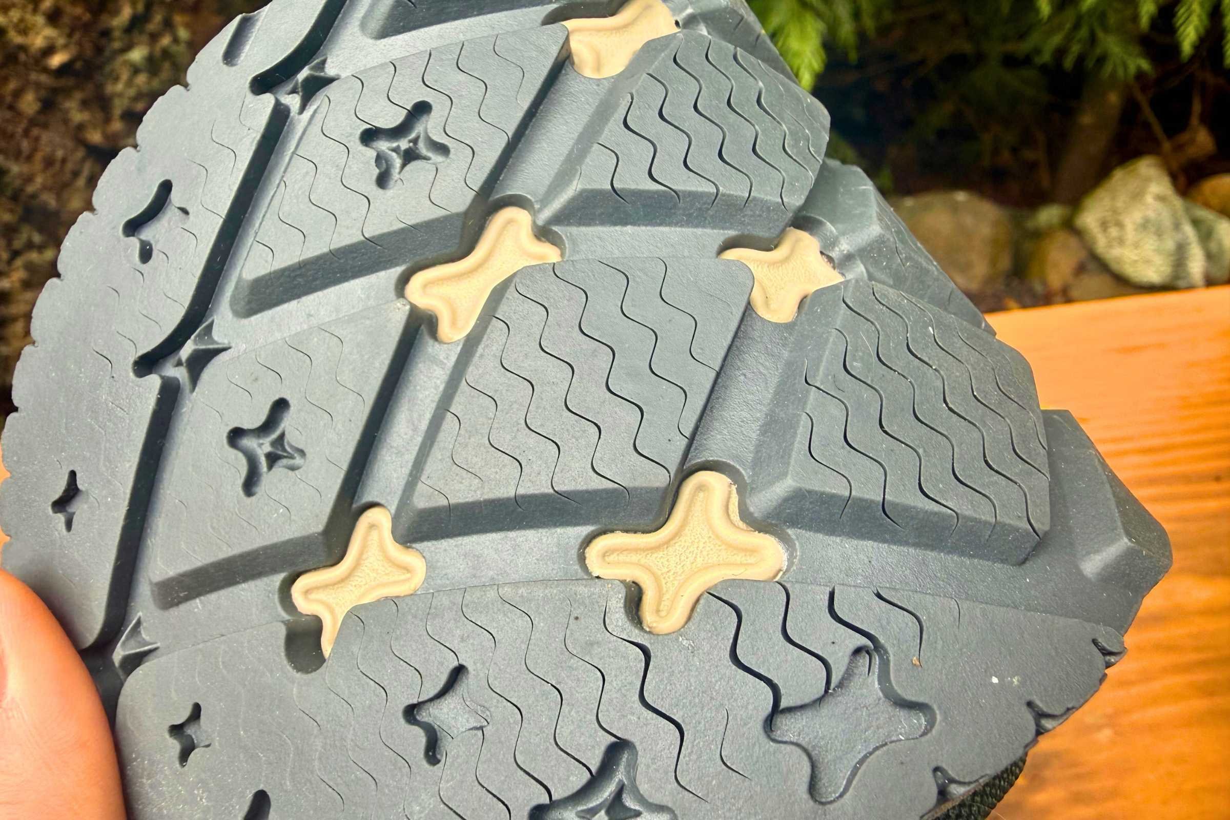   A closeup of the razor-cut siping in the outsole on the Brewer 3.0.   Photo by Ebony Roberts  
