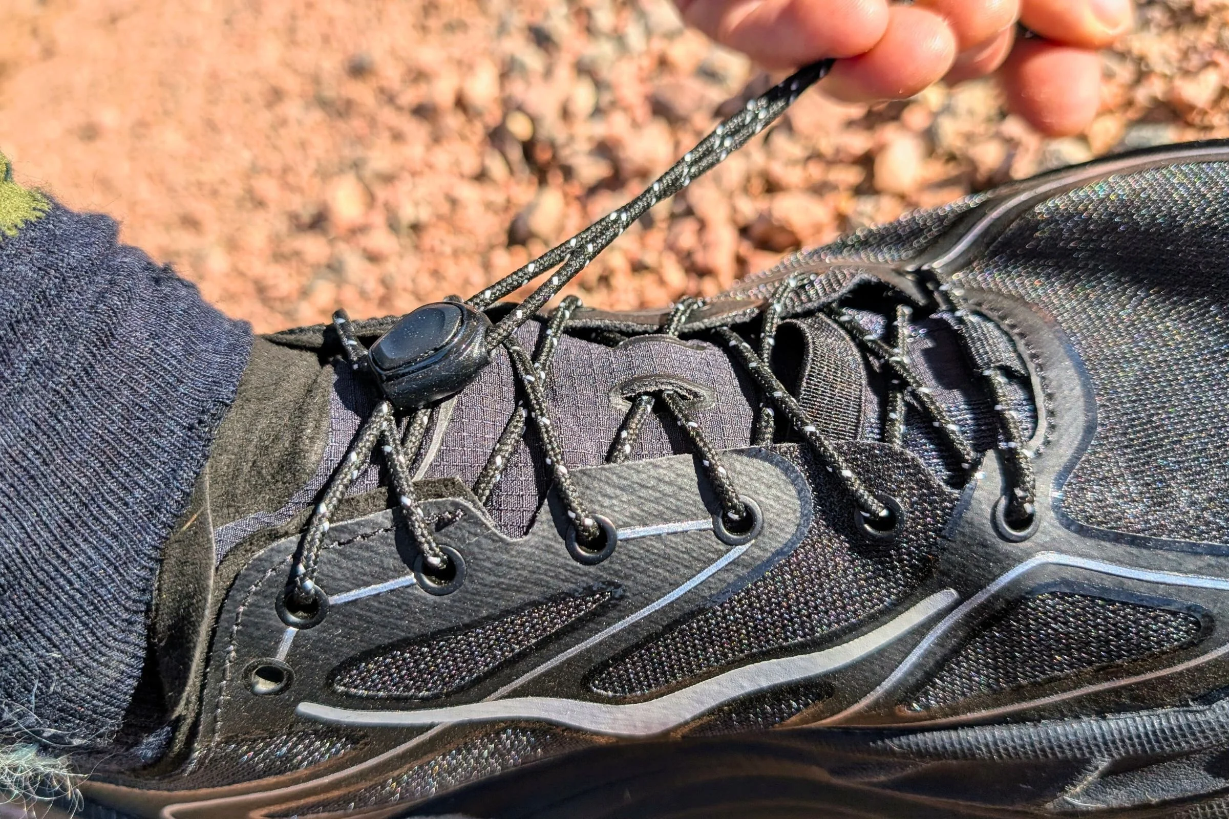   The HOKA Stinson One7 has slide lock laces that won’t come untied.  