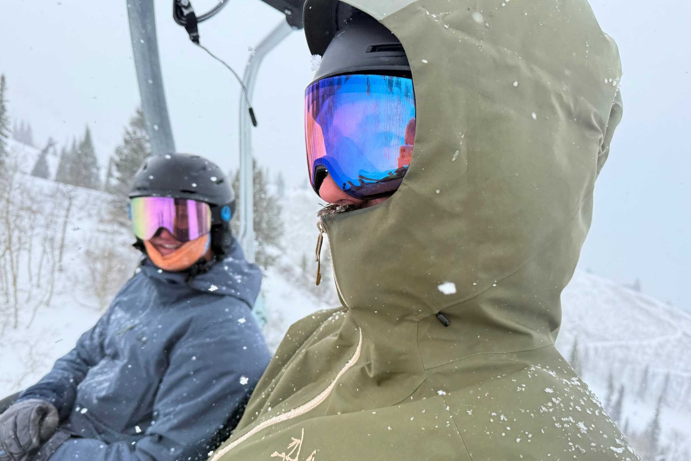   Testing the 4D MAG goggles with the ChromaPop low light lens at Snowbasin Resort on a wet and stormy spring powder day.  