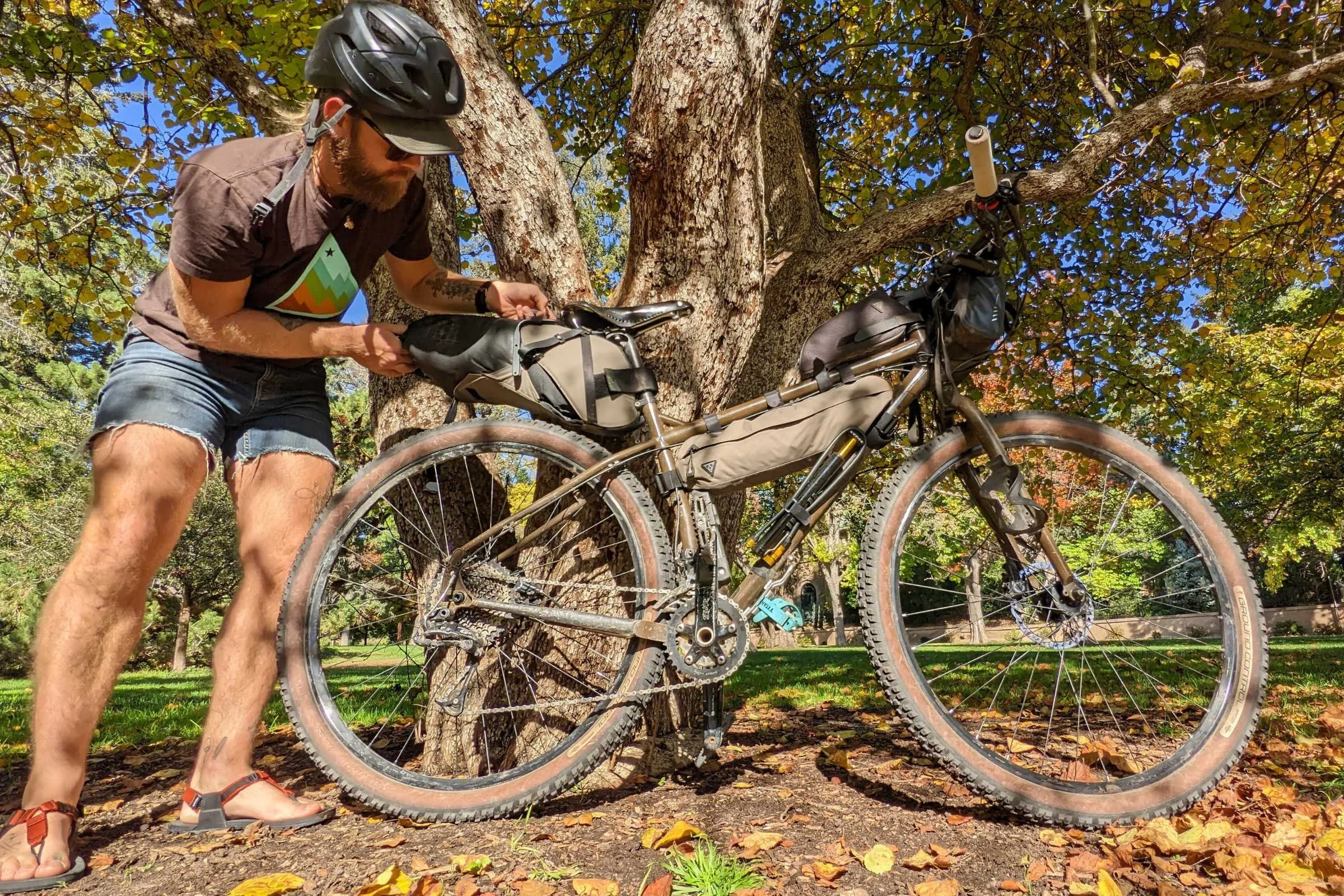   The author testing the Topeak Backloader X on a fully-loaded bike.  
