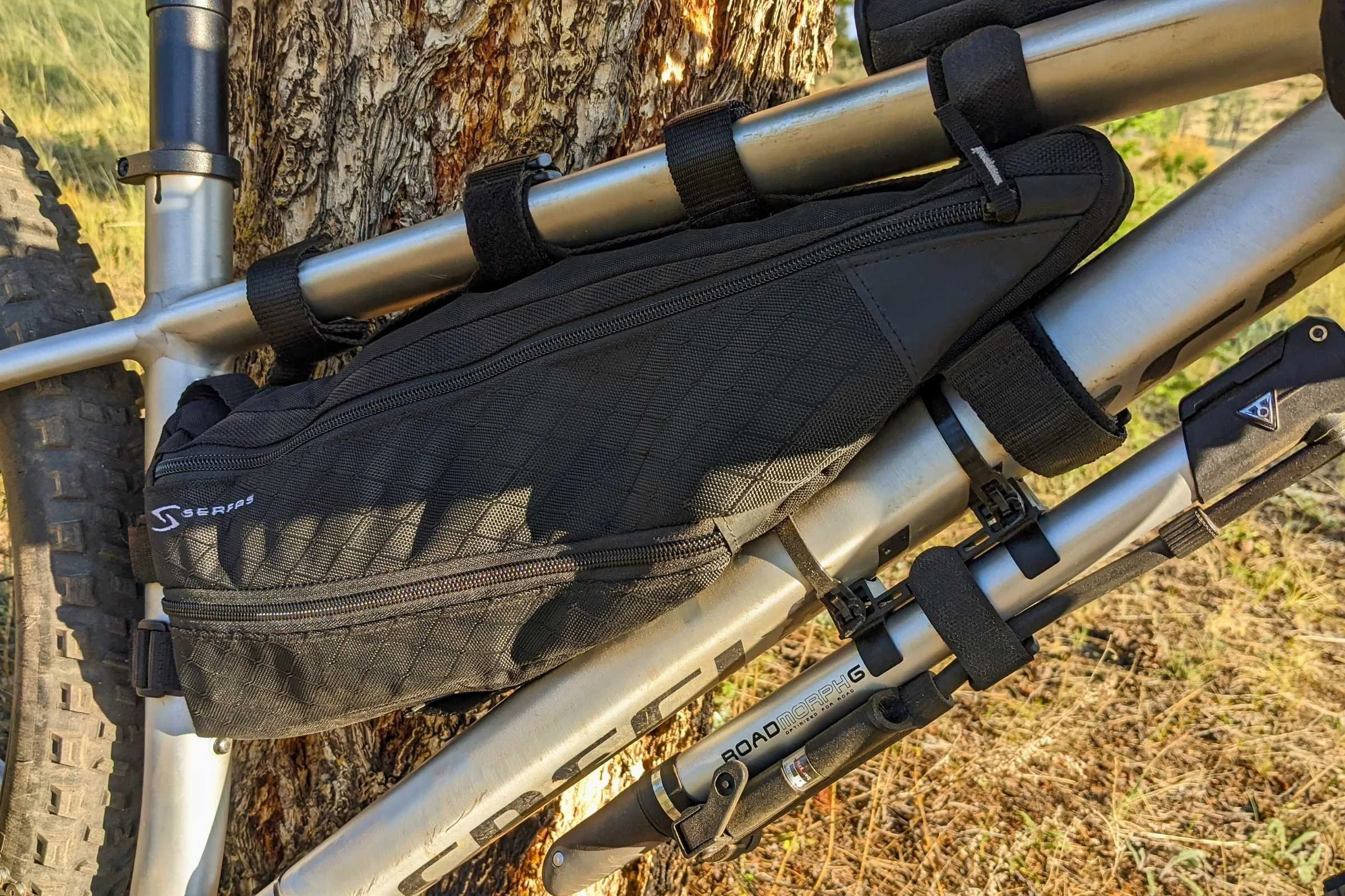   Close-up on the Serfas Bike Frame bag.  