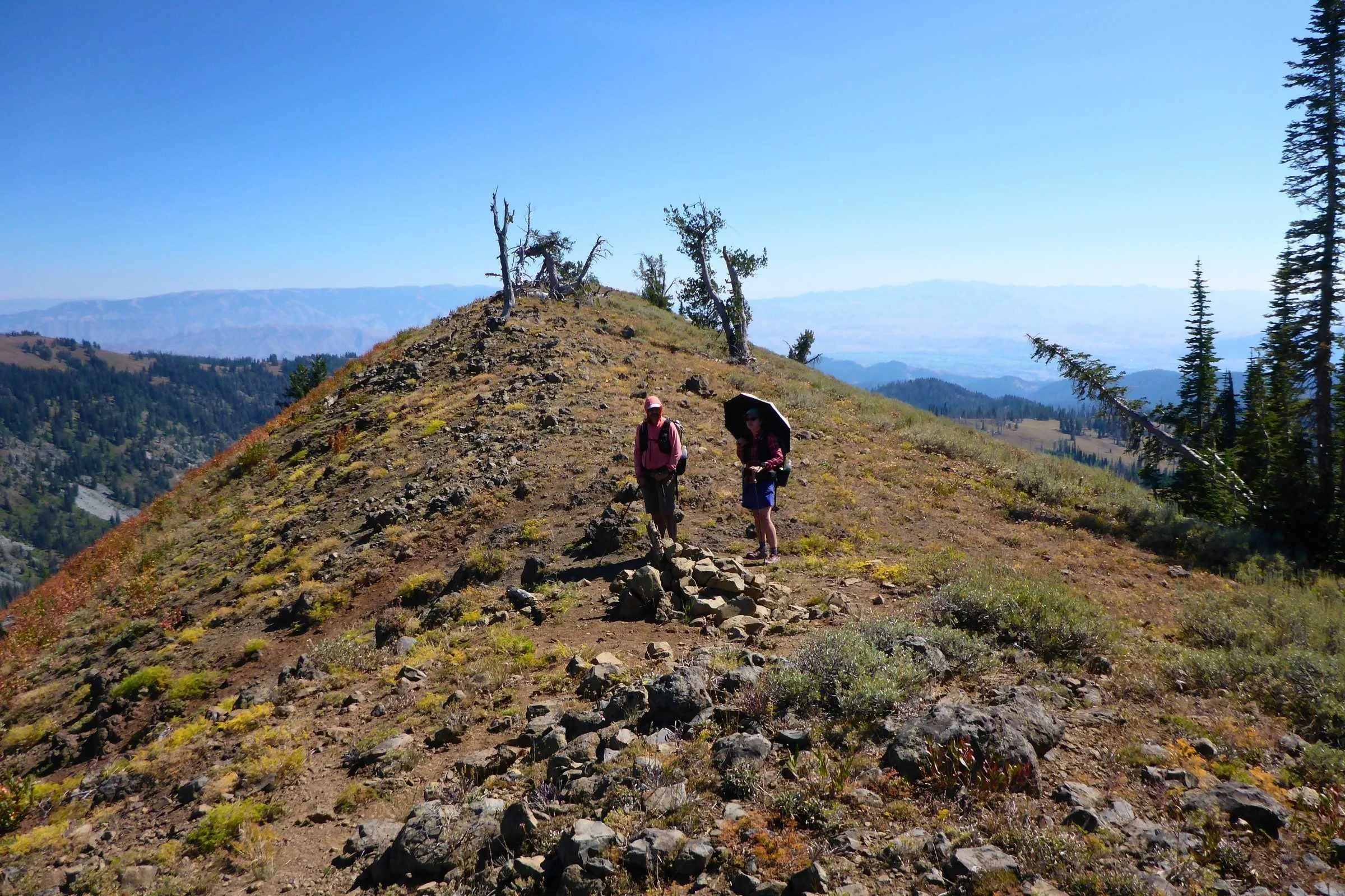   Hiker with the SMD Silver Shadow umbrella  